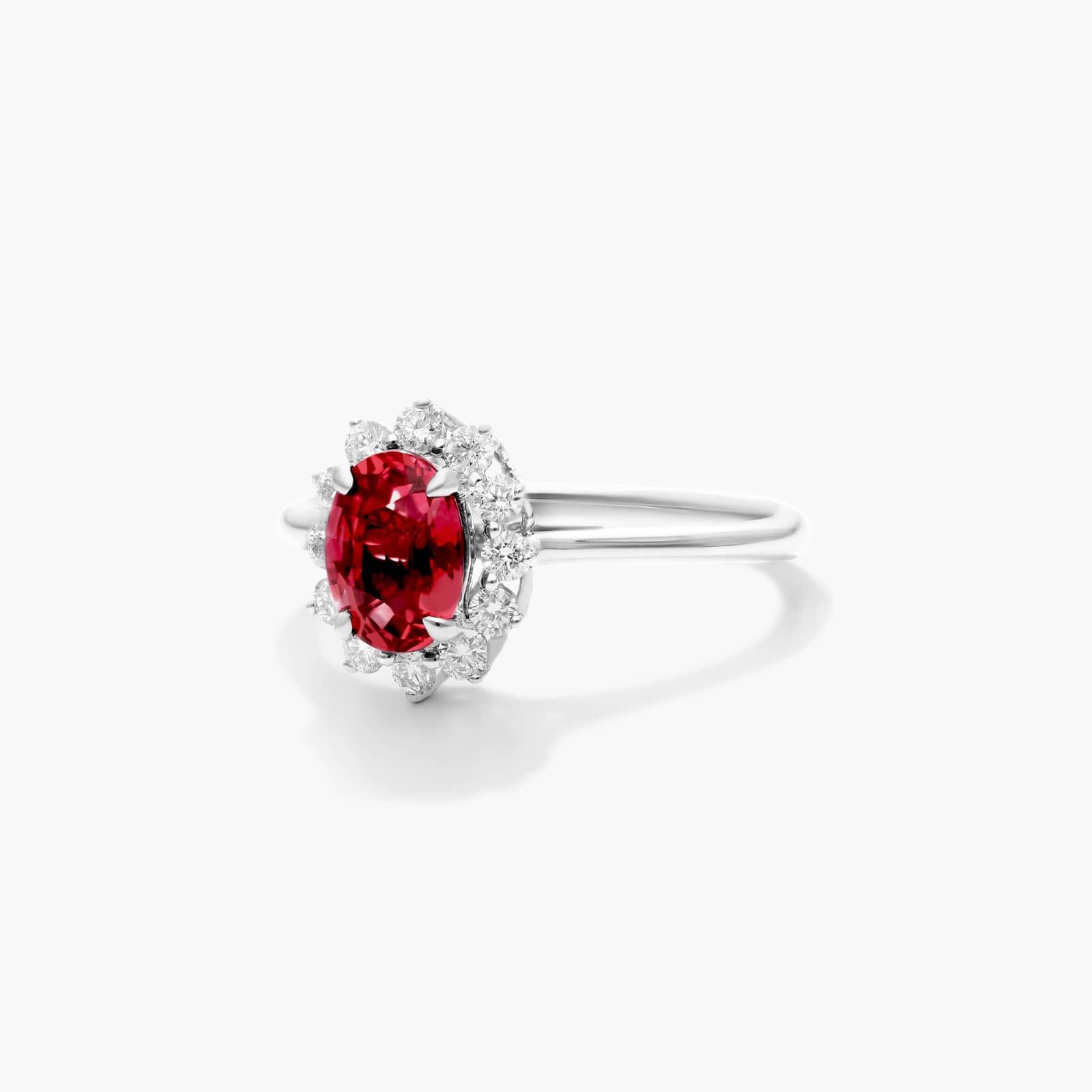 Oval Halo Ruby And Diamond Ring In 18K White Gold By James Allen