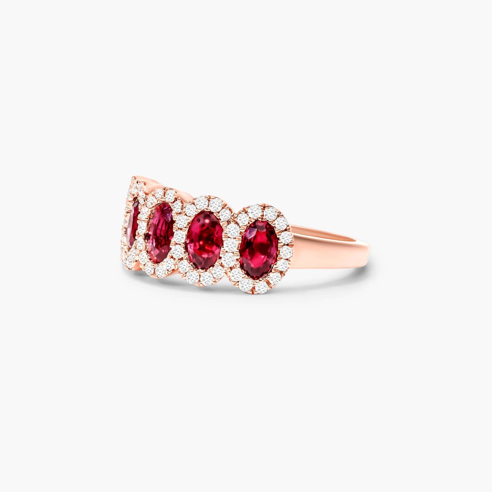 Five Stone Halo Ruby and Diamond Ring In 14K Rose Gold By James Allen