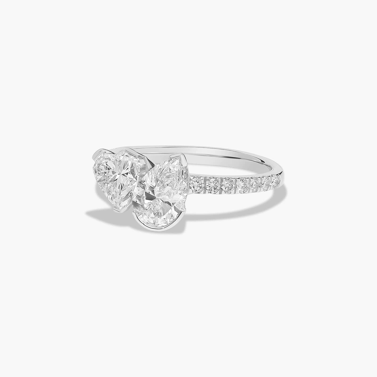 Toi et Moi Pear and Heart Shaped Pavé Lab-Grown Diamond Ring In 14K White Gold By James Allen