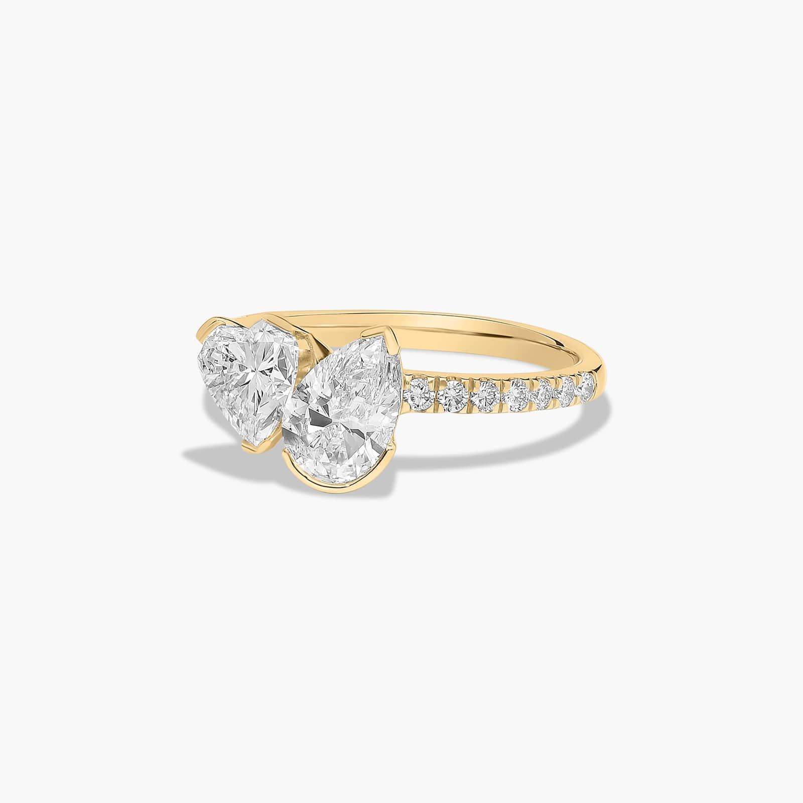 Toi et Moi Pear and Heart Shaped Pavé Lab-Grown Diamond Ring In 14K Yellow Gold By James Allen