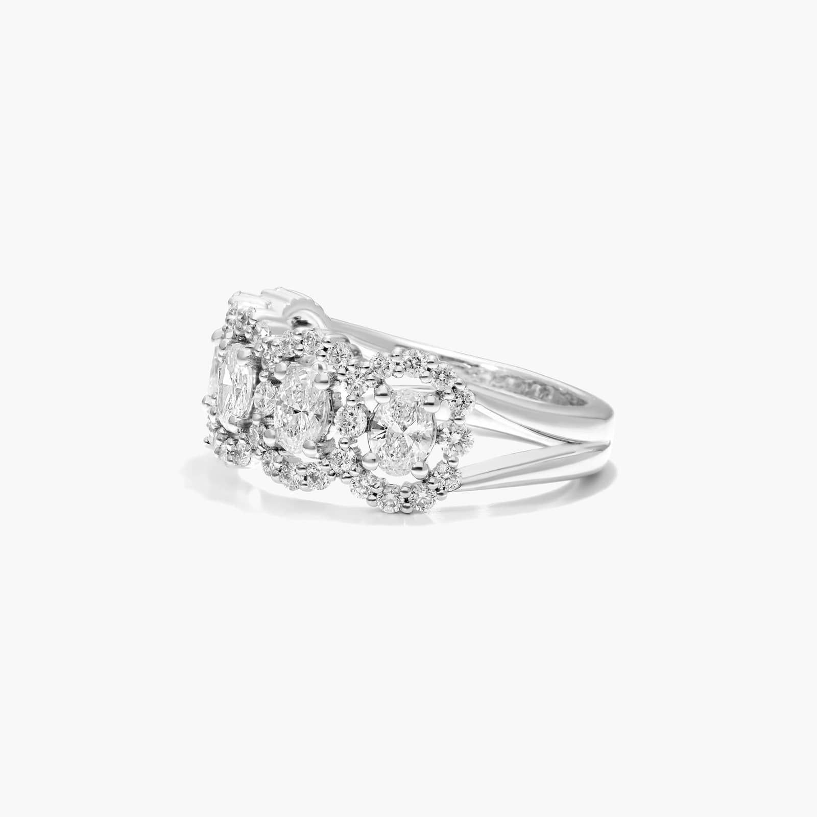 Five Stone Oval Cut Halo Lab-Grown Diamond Ring In 14K White Gold By James Allen