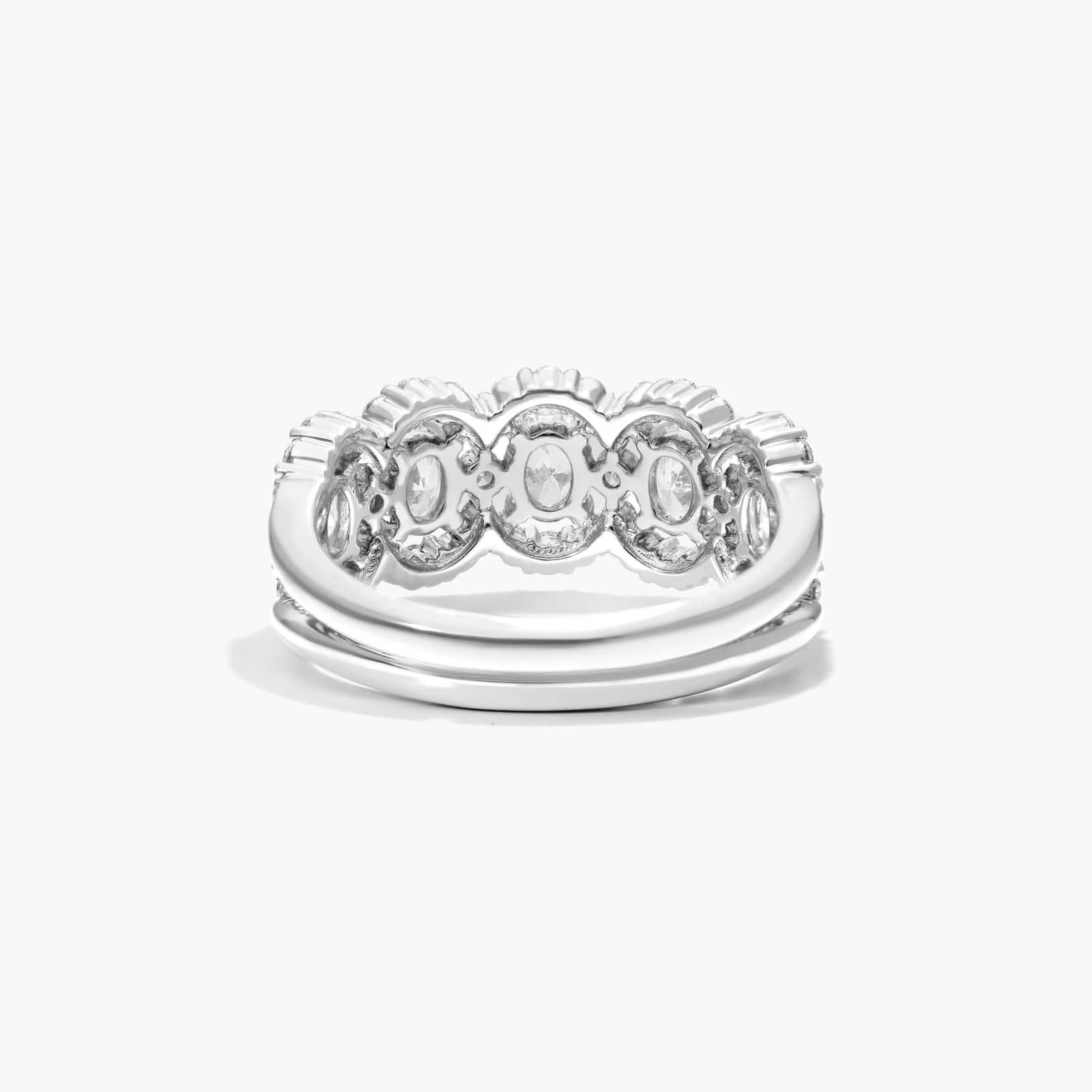 Five Stone Oval Cut Halo Lab-Grown Diamond Ring In 14K White Gold By James Allen