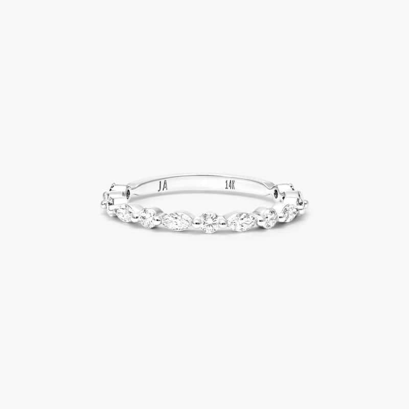 Shared Prong Marquise And Round Diamond Ring In 14K White Gold By James Allen