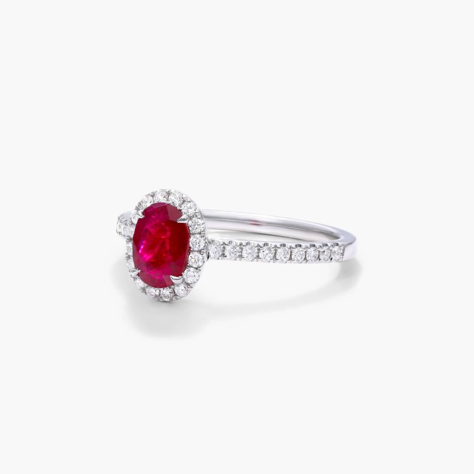 Oval Halo Ruby And Diamond Ring In 18K White Gold By James Allen