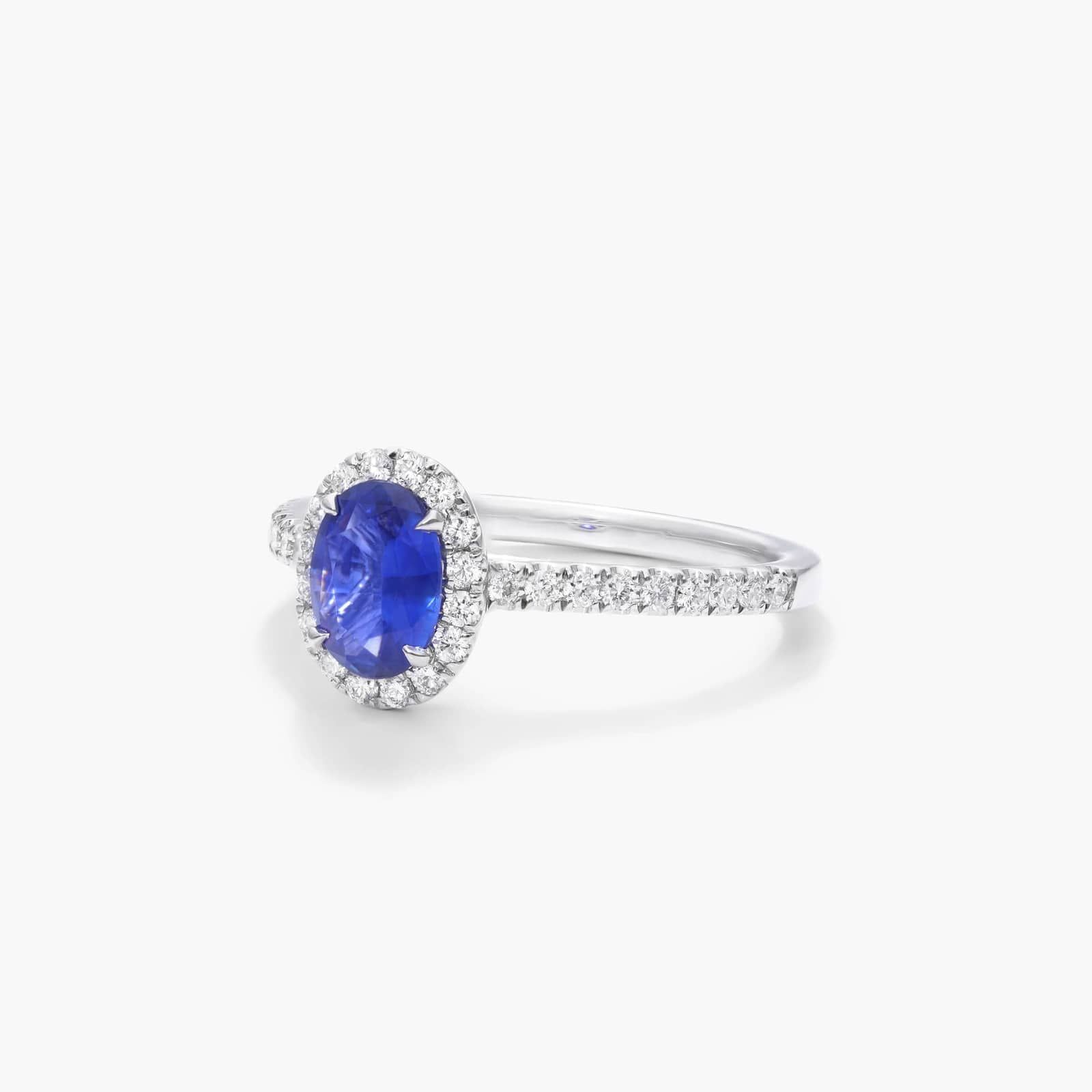 Oval Halo Sapphire And Diamond Ring In 18K White Gold By James Allen