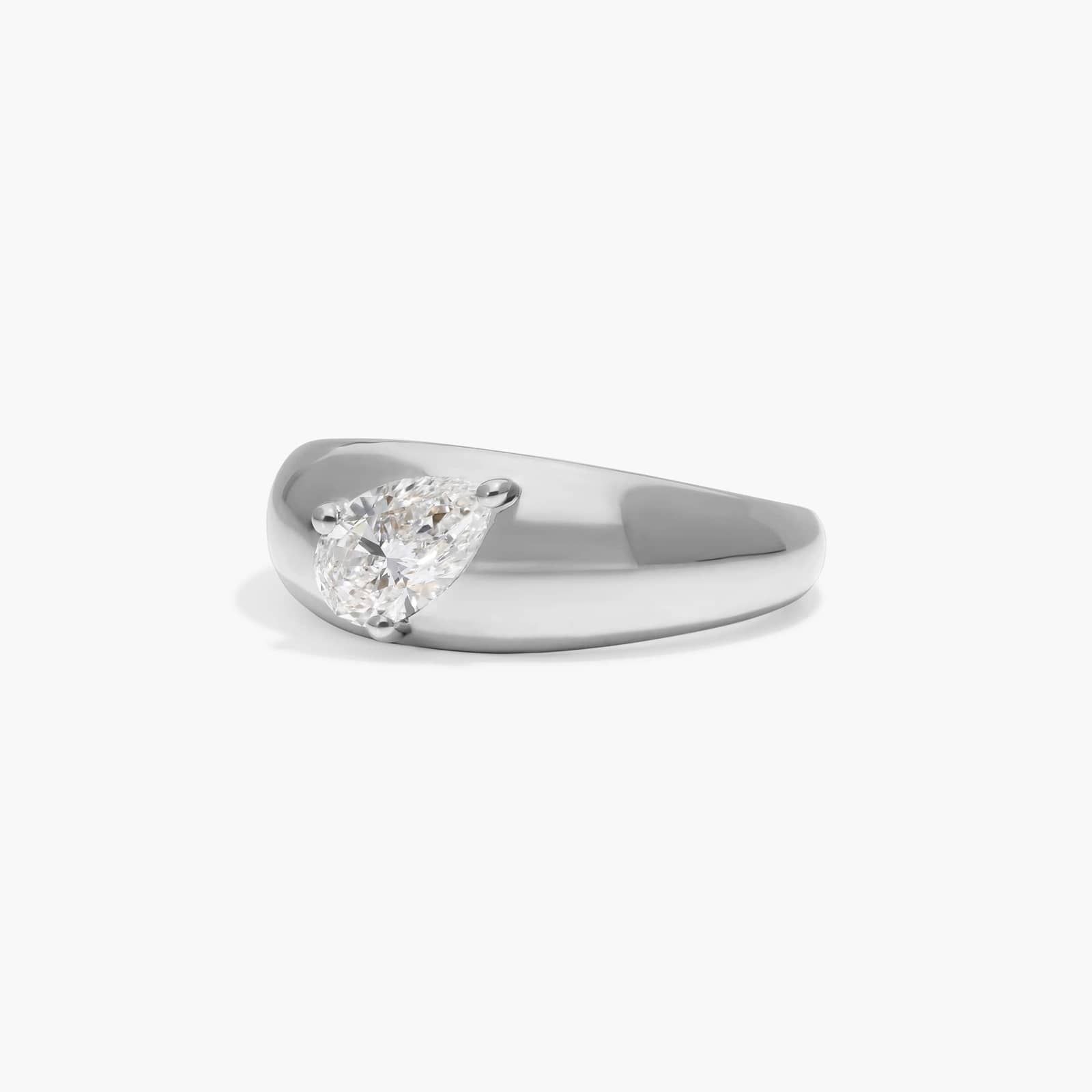 Dome Ring With 0.50 CTW Pear Shaped Lab-Grown Diamond In 14K White Gold By James Allen