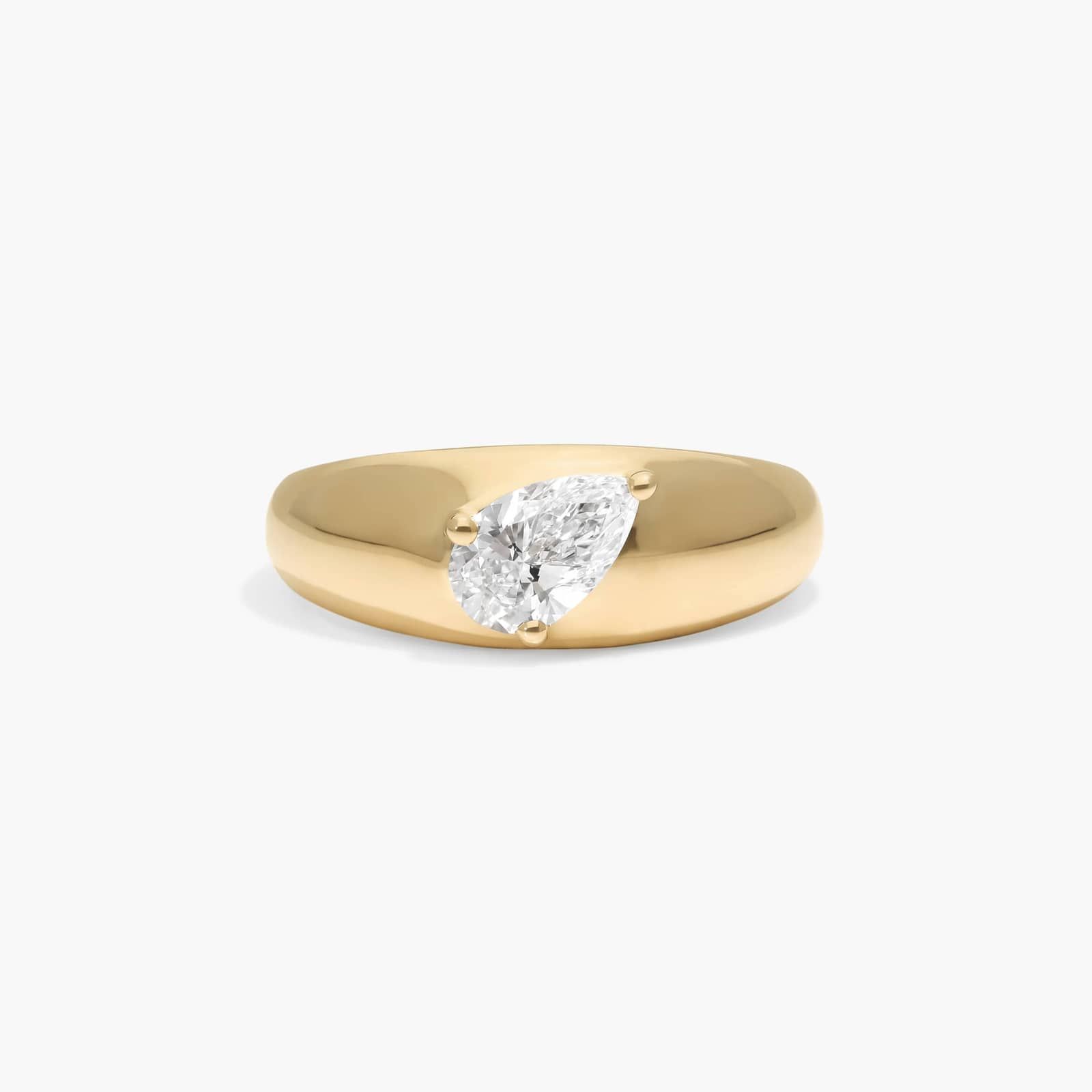 Dome Ring With 0.50 CTW Pear Shaped Lab-Grown Diamond In 14K Yellow Gold By James Allen