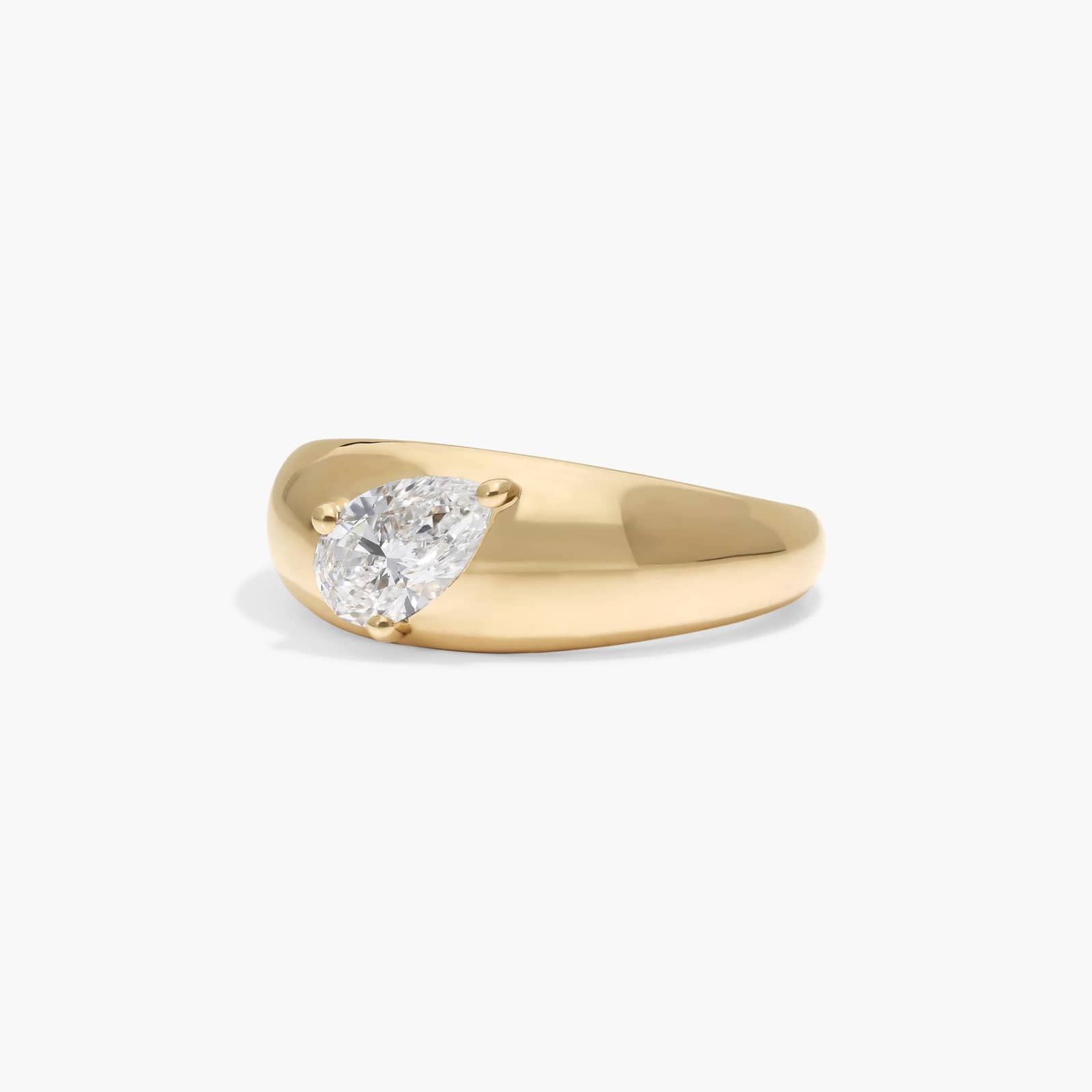 Dome Ring With 0.50 CTW Pear Shaped Lab-Grown Diamond In 14K Yellow Gold By James Allen