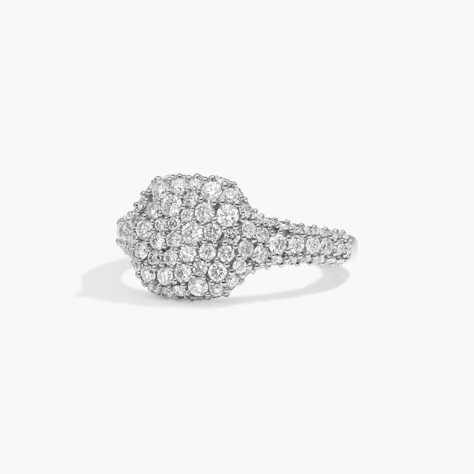 Scattered Pavé Signet Ring With 0.90 CTW Round Lab-Grown Diamonds In 14K White Gold By James Allen