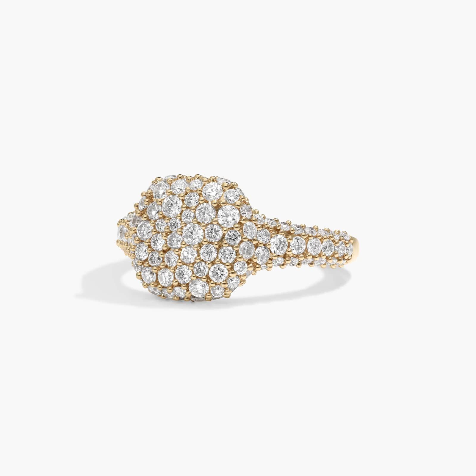 Scattered Pavé Signet Ring With 0.90 CTW Round Lab-Grown Diamonds In 14K Yellow Gold By James Allen