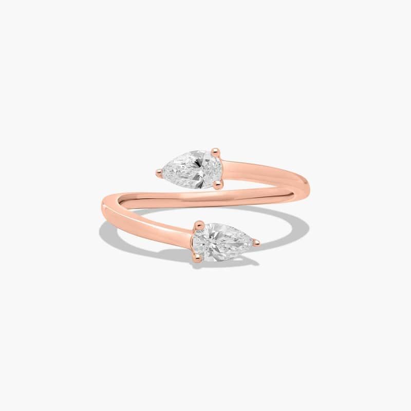 Toi et Moi Pear Shaped Lab-Grown Diamond Bypass Ring In 14K Rose Gold By James Allen