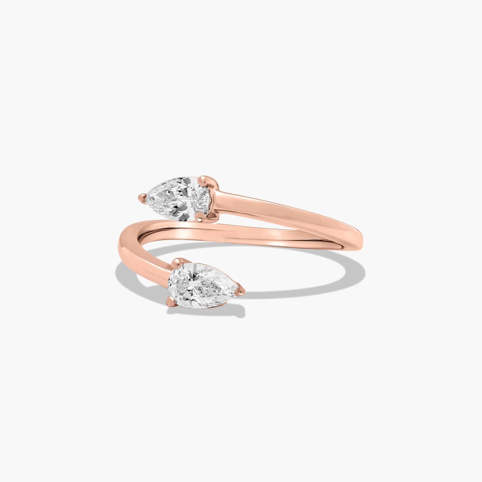 Toi et Moi Pear Shaped Lab-Grown Diamond Bypass Ring In 14K Rose Gold By James Allen
