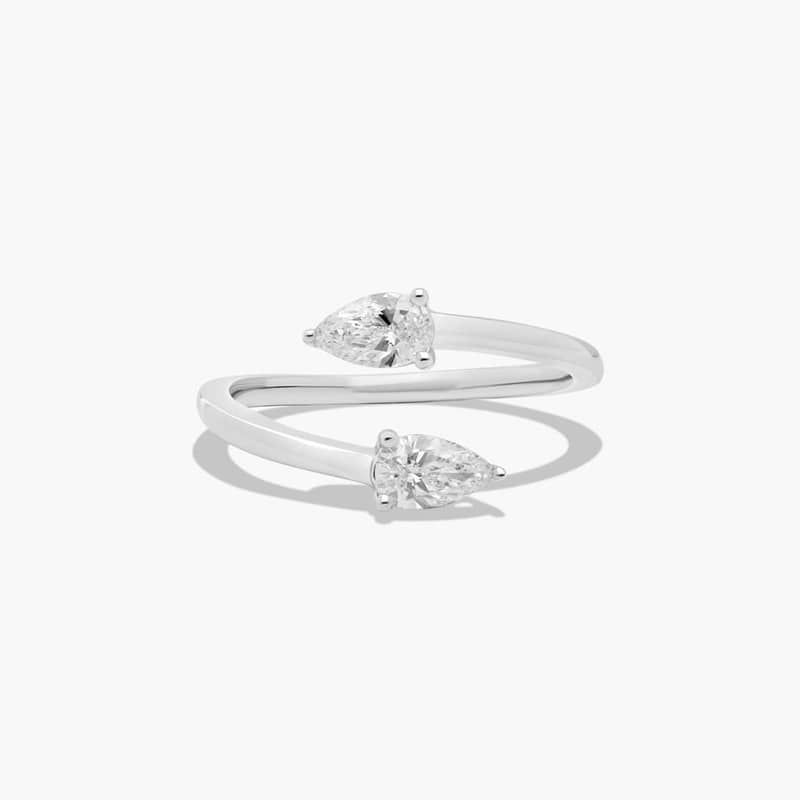 Toi et Moi Pear Shaped Lab-Grown Diamond Bypass Ring In 14K White Gold By James Allen
