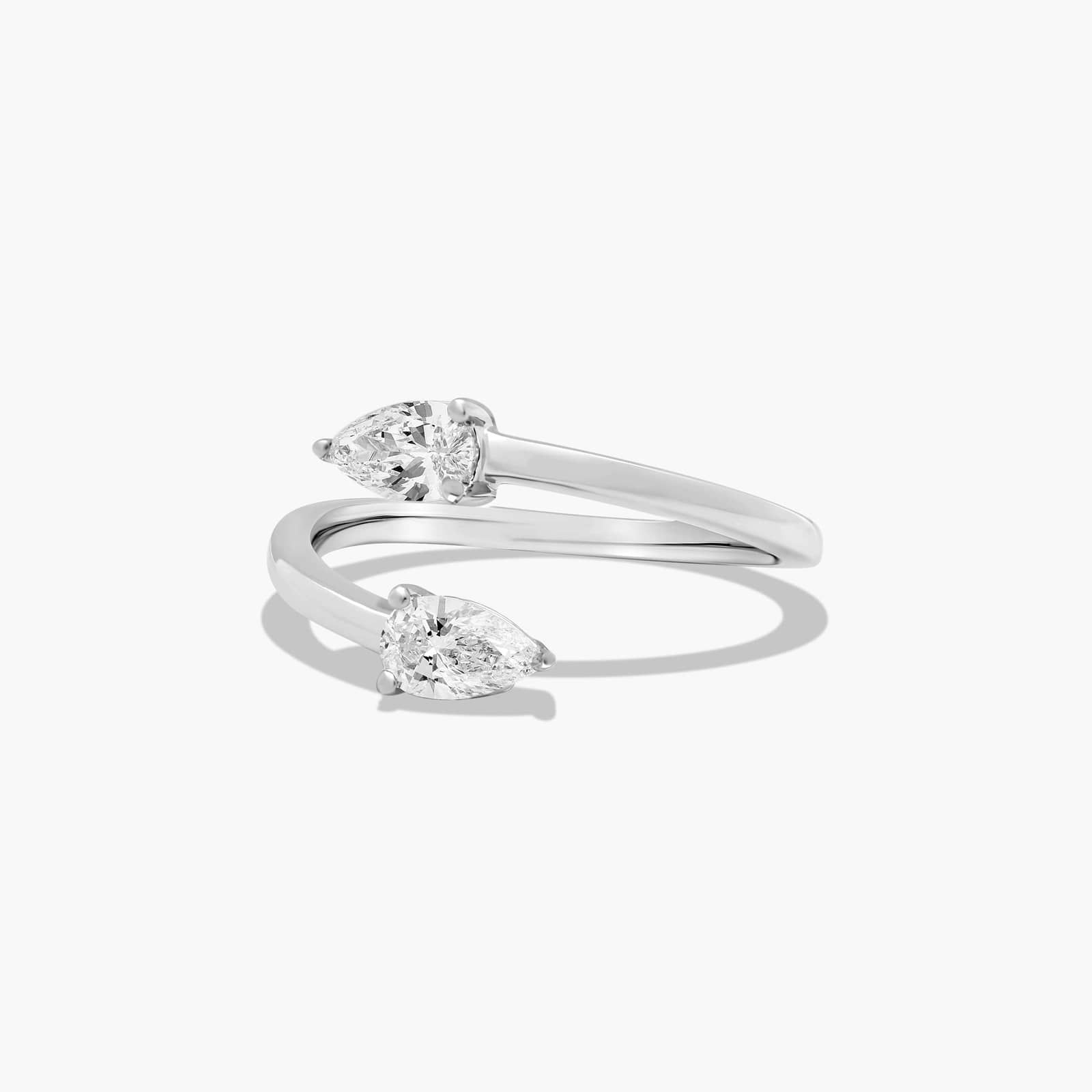 Toi et Moi Pear Shaped Lab-Grown Diamond Bypass Ring In 14K White Gold By James Allen