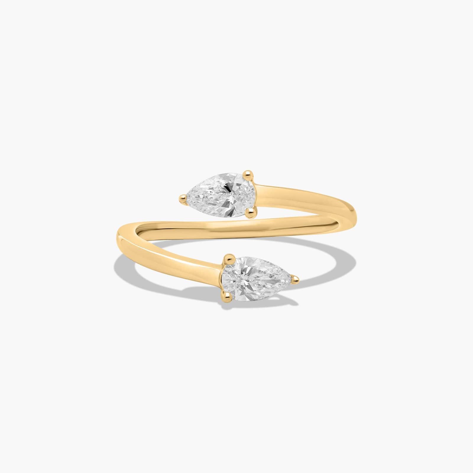Toi et Moi Pear Shaped Lab-Grown Diamond Bypass Ring In 14K Yellow Gold By James Allen