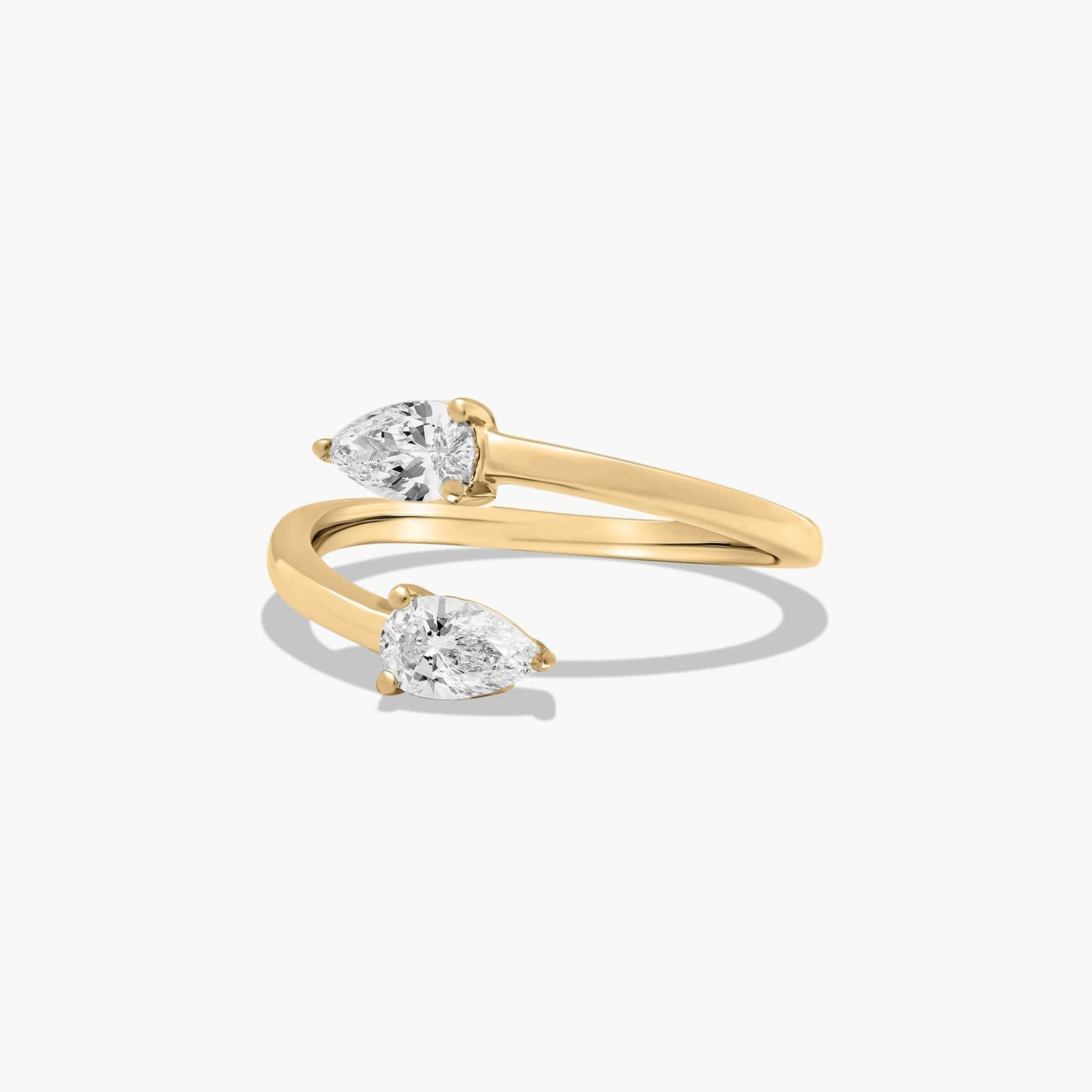 Toi et Moi Pear Shaped Lab-Grown Diamond Bypass Ring In 14K Yellow Gold By James Allen