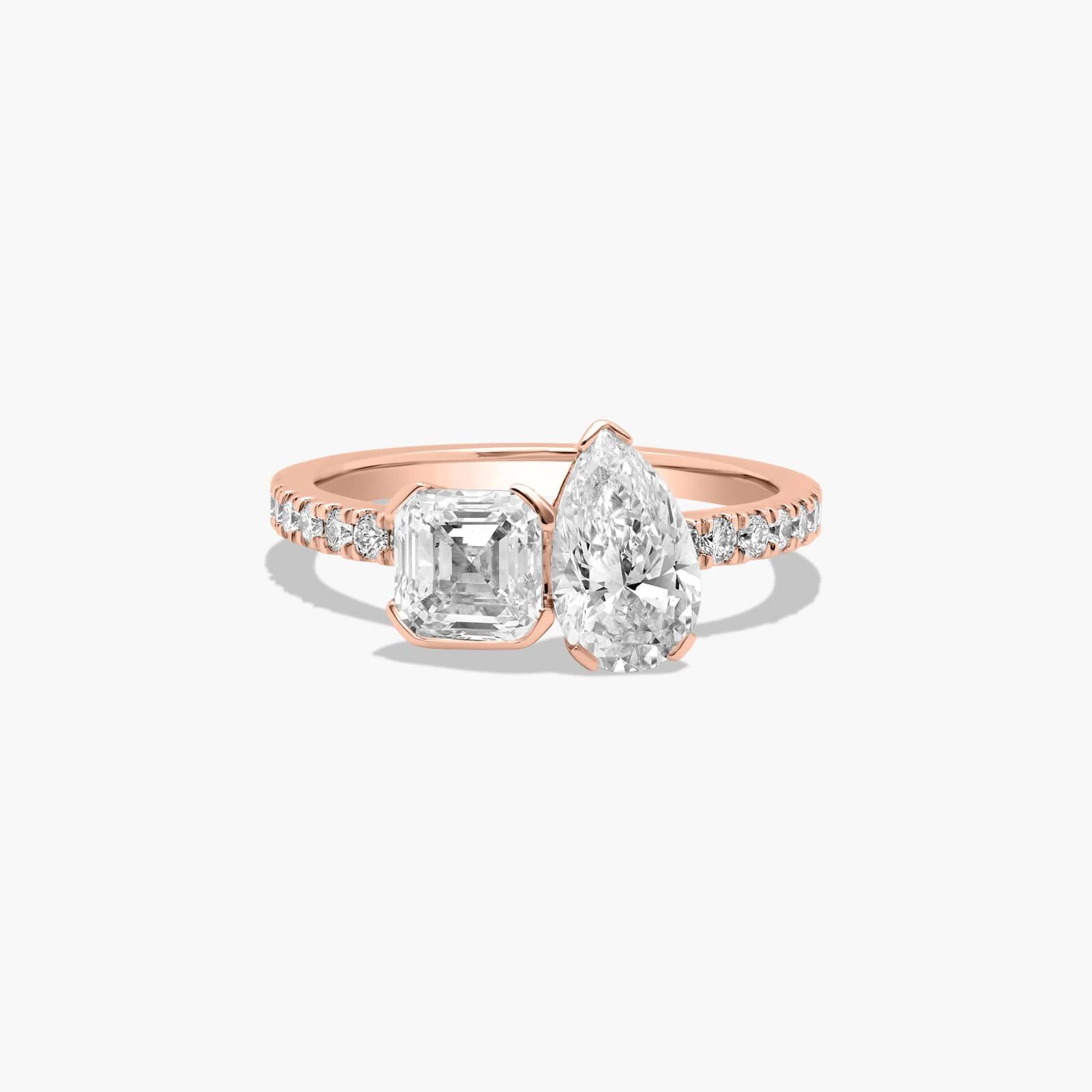 Toi et Moi Pear And Asscher Cut Pavé Lab-Grown Diamond Ring In 14K Rose Gold By James Allen