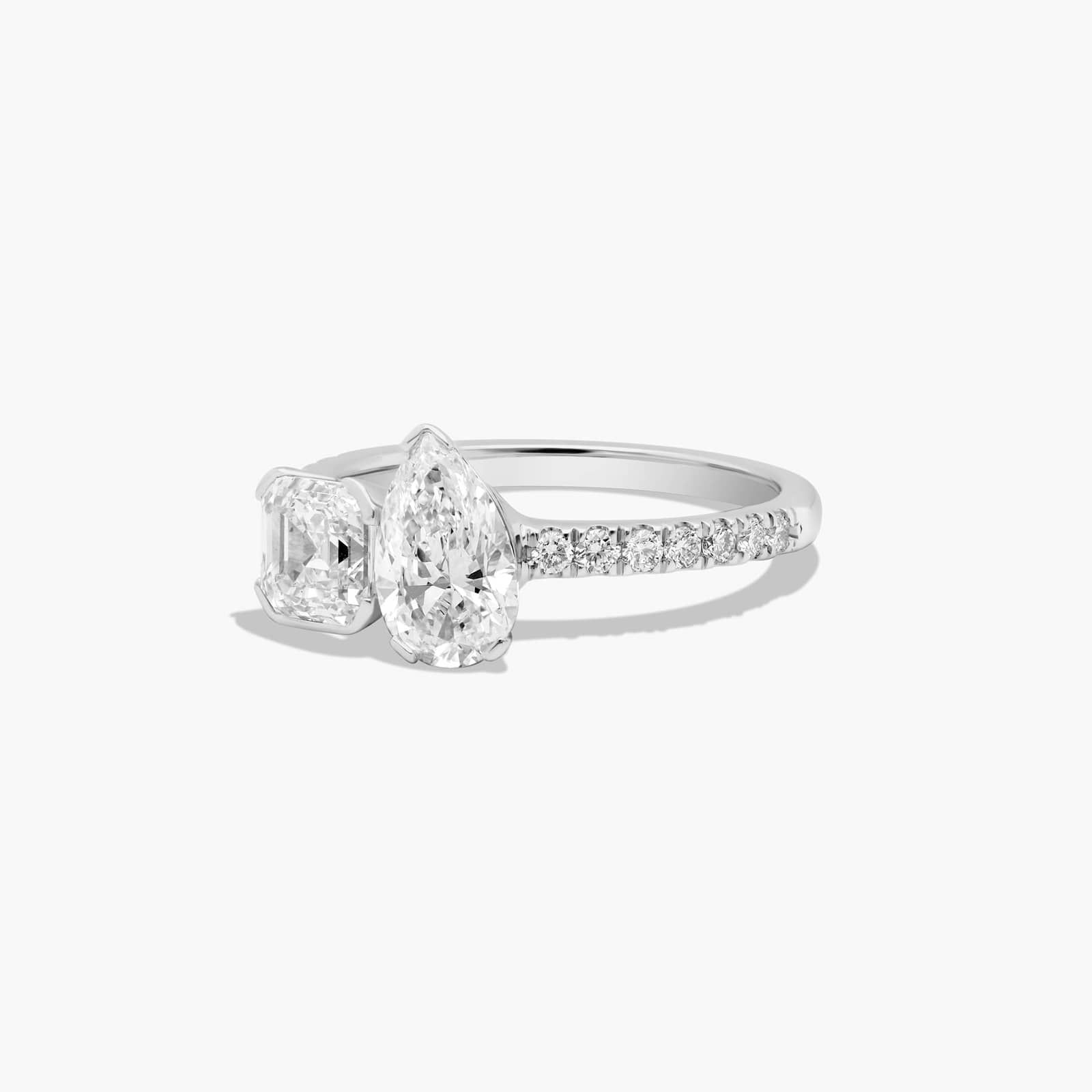 Toi et Moi Pear And Asscher Cut Pavé Lab-Grown Diamond Ring In 14K White Gold By James Allen