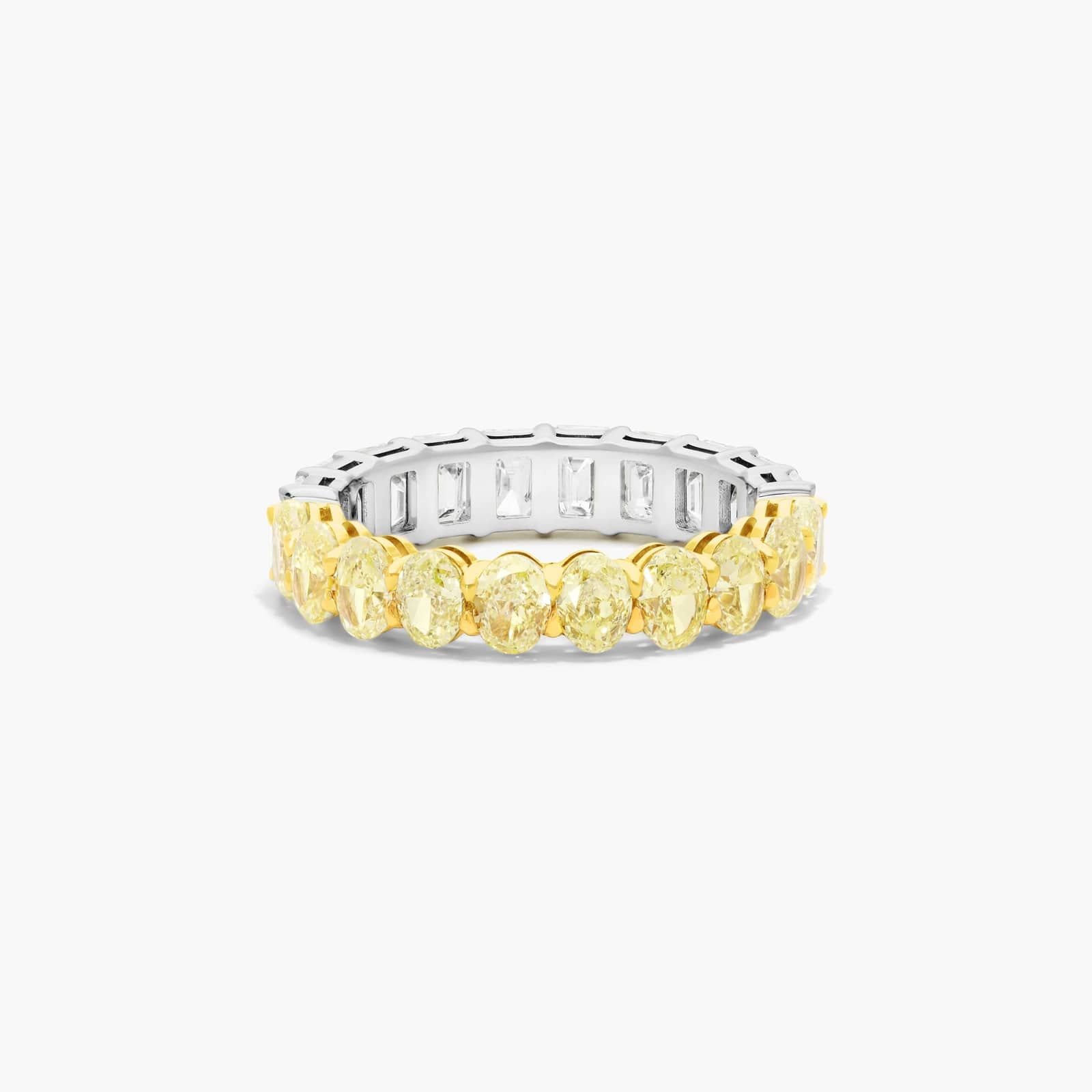 Half Emerald And Half Fancy Yellow Oval Cut Diamond Eternity Ring In 14K White Gold By James Allen