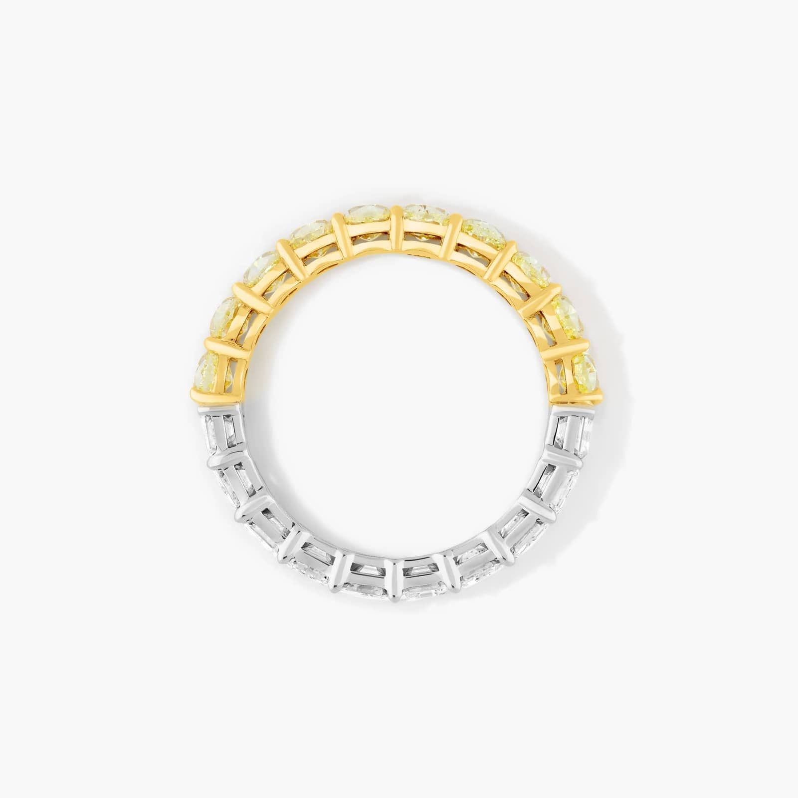 Half Emerald And Half Fancy Yellow Oval Cut Diamond Eternity Ring In 14K White Gold By James Allen