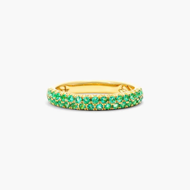 Double Row Pavé Emerald Ring In 14K Yellow Gold By James Allen