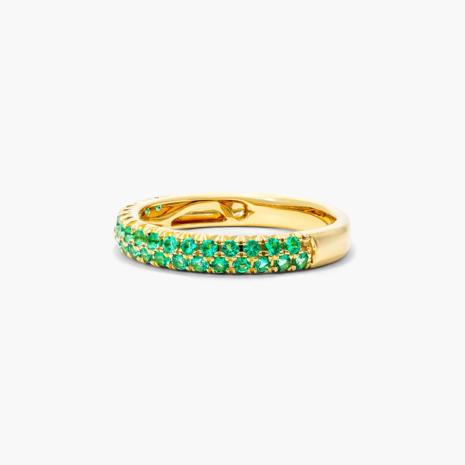 Double Row Pavé Emerald Ring In 14K Yellow Gold By James Allen