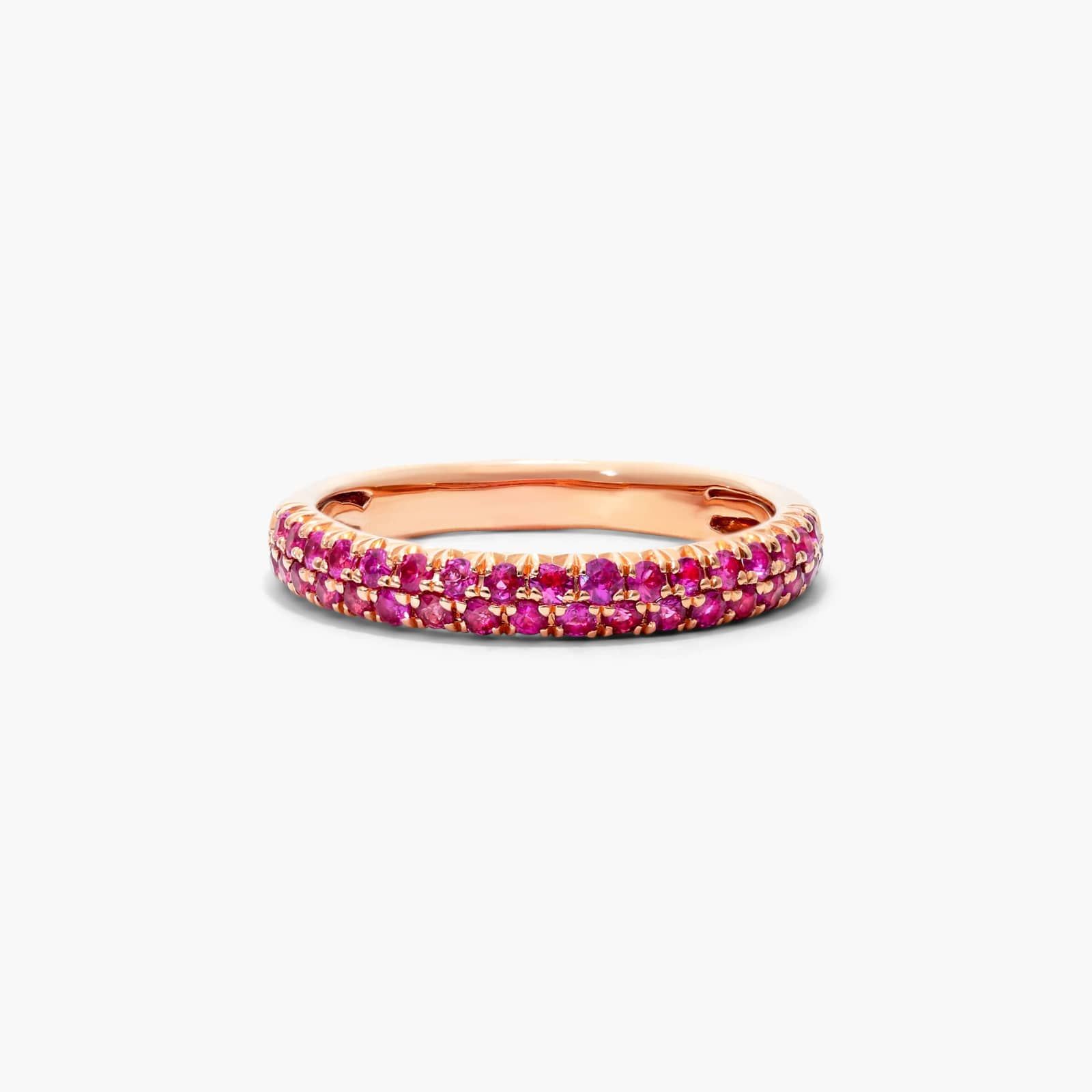 Double Row Pavé Pink Sapphire Ring In 14K Rose Gold By James Allen