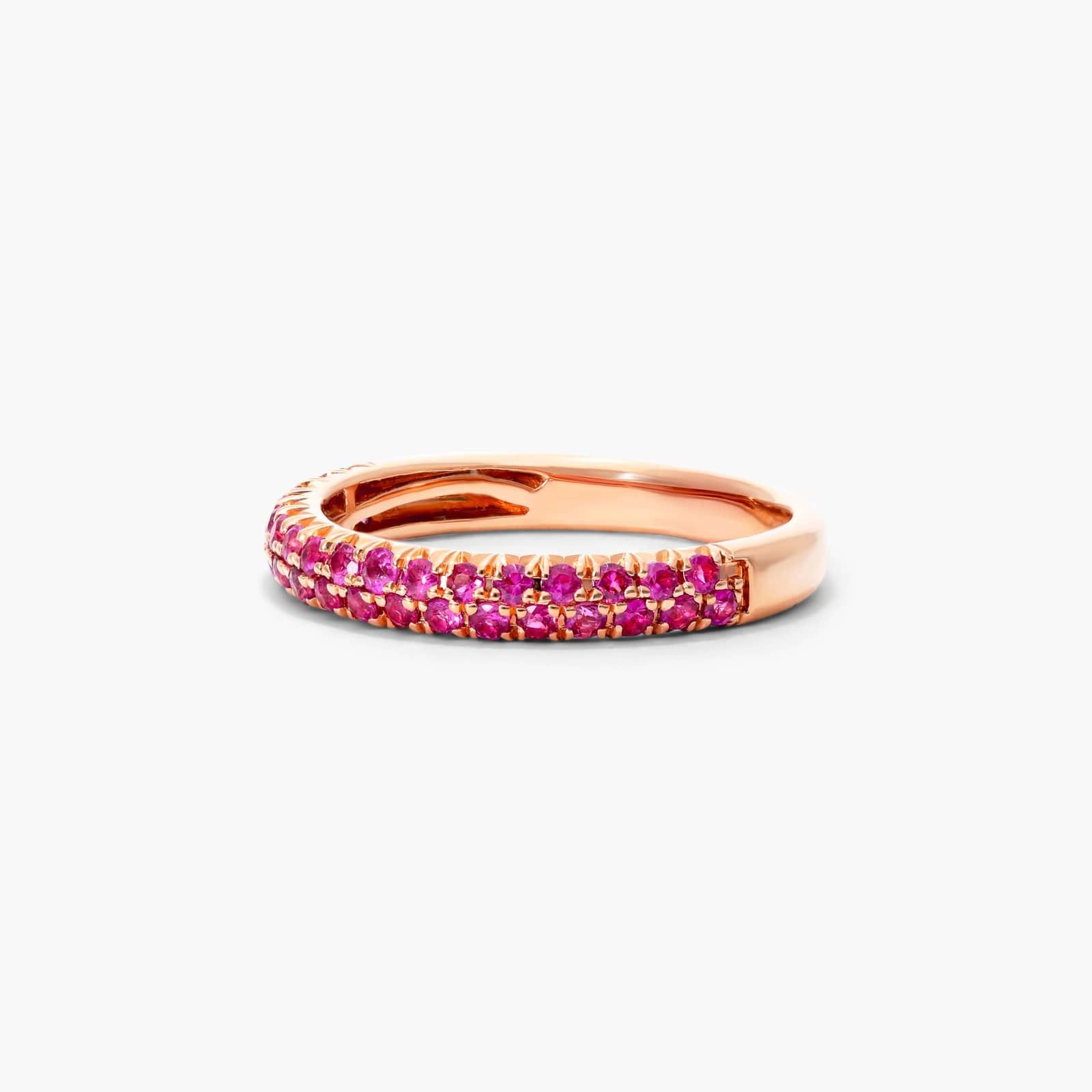 Double Row Pavé Pink Sapphire Ring In 14K Rose Gold By James Allen