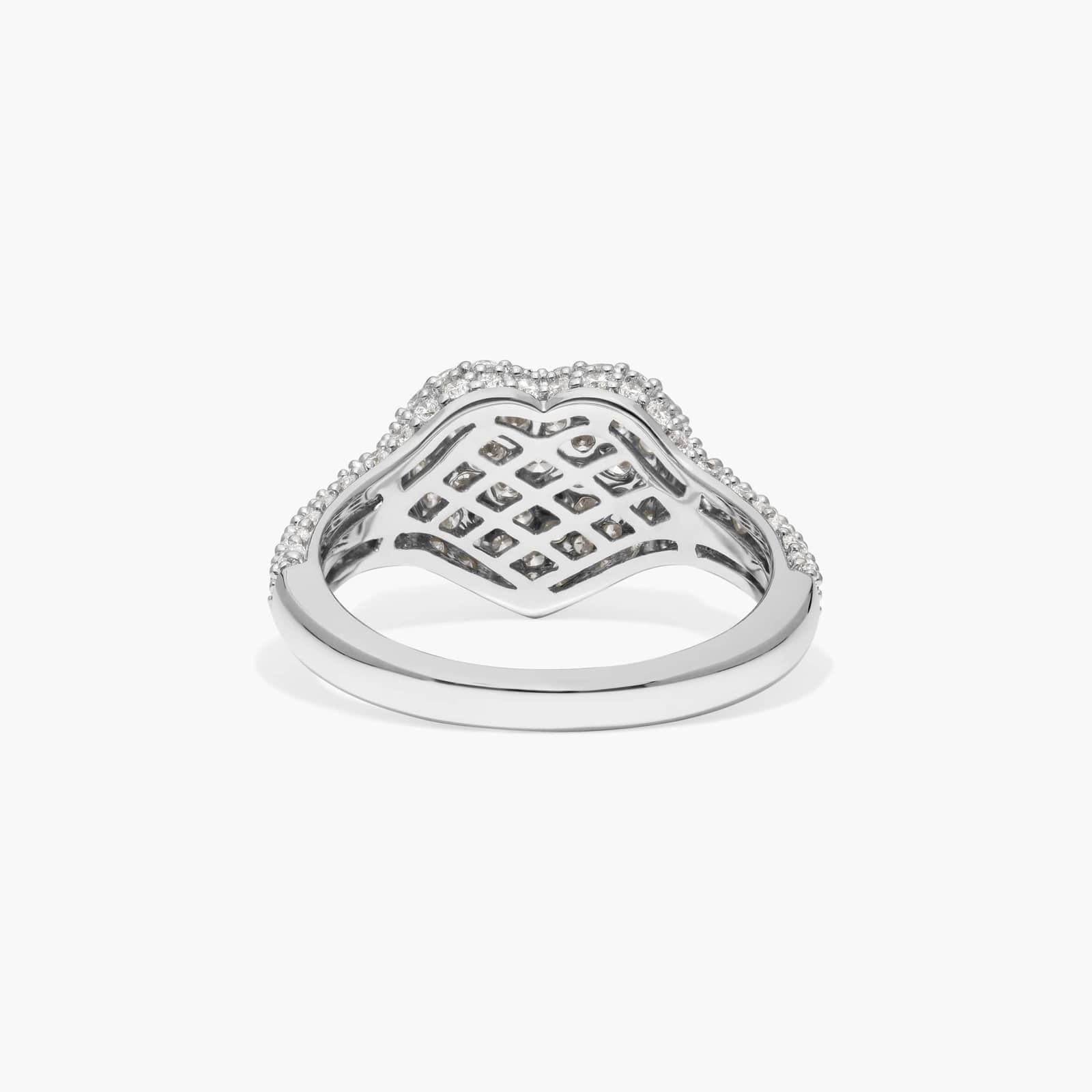 Pavé Heart Signet Ring With 0.75 CTW Round Lab-Grown Diamonds In 14K White Gold By James Allen