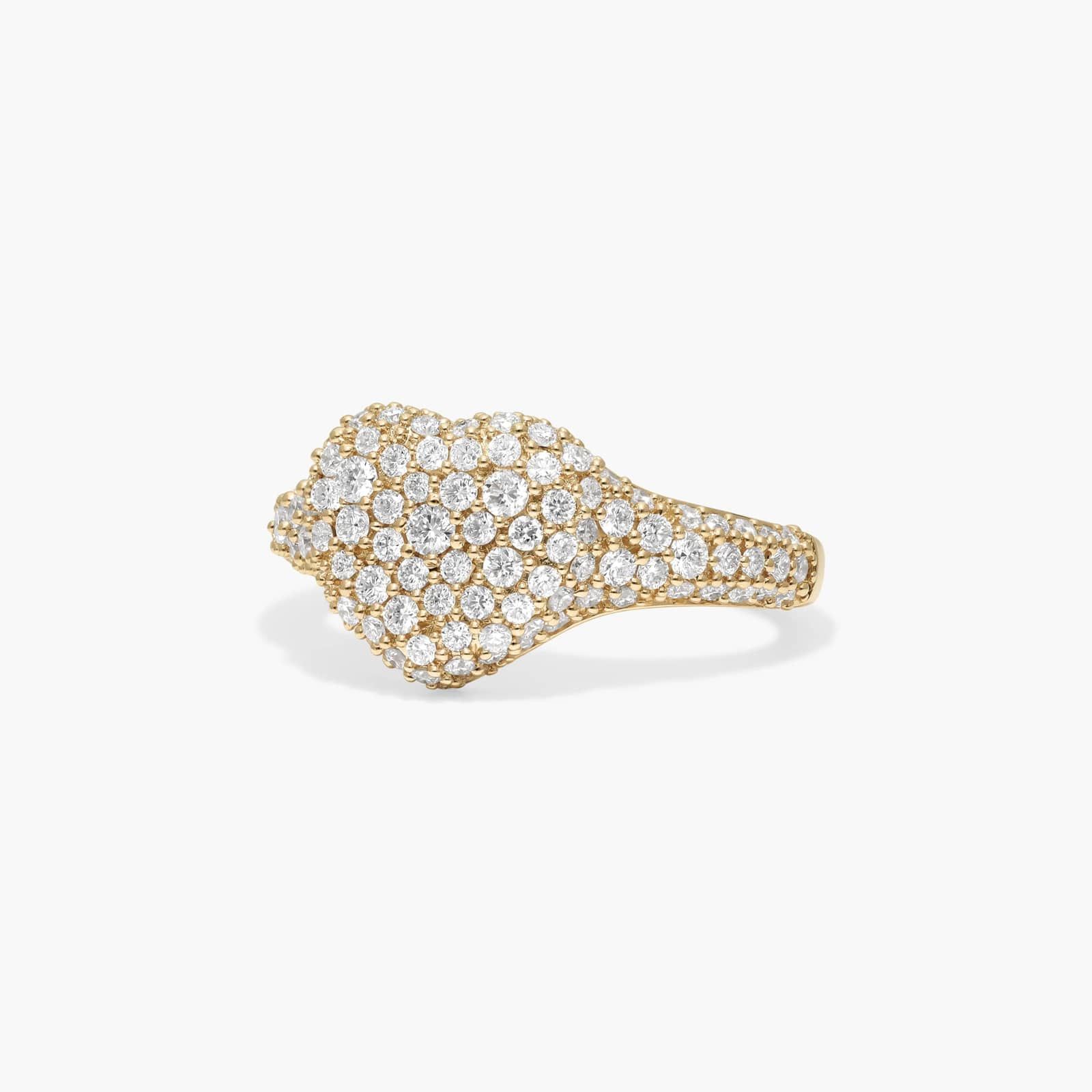 Pavé Heart Signet Ring With 0.75 CTW Round Lab-Grown Diamonds In 14K Yellow Gold By James Allen