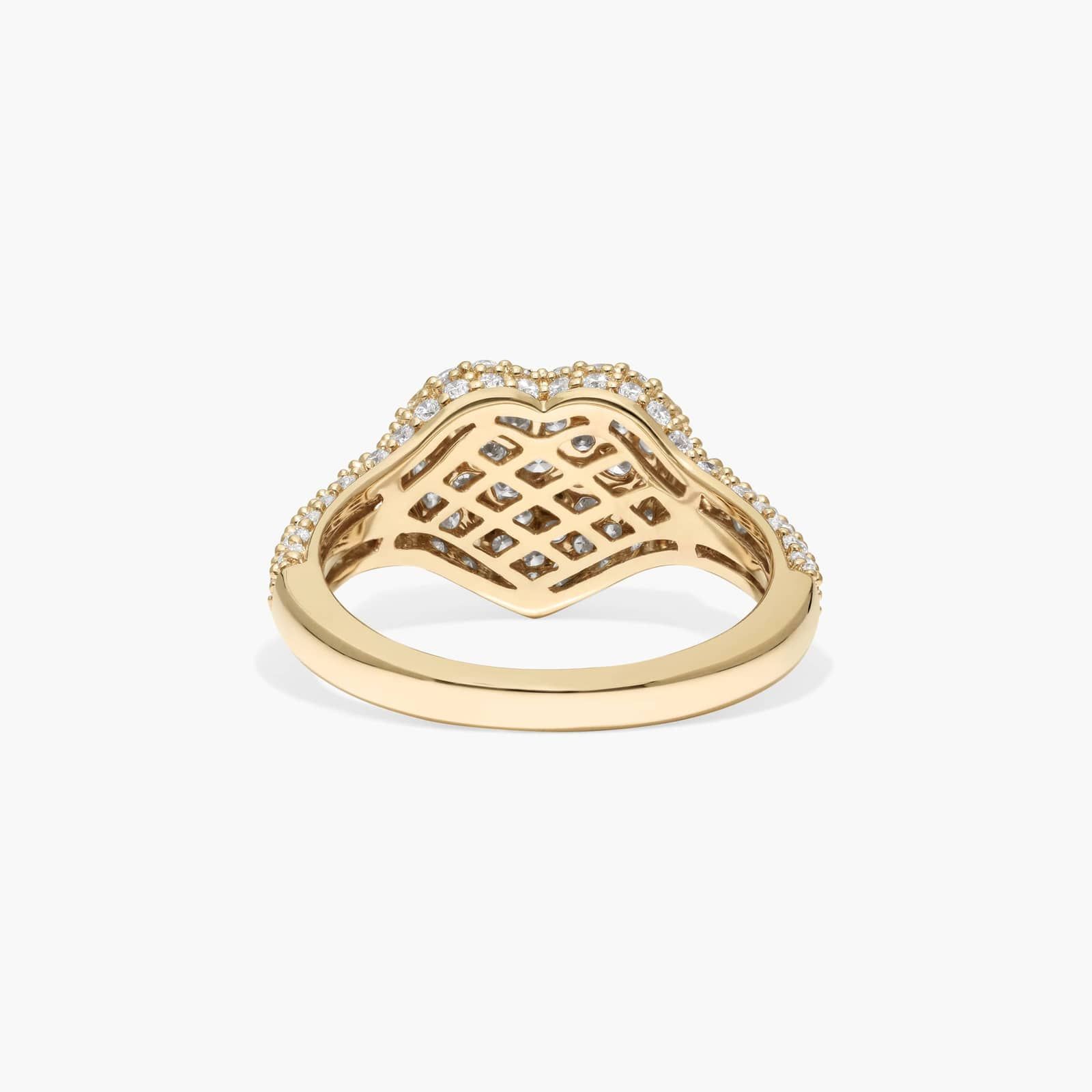 Pavé Heart Signet Ring With 0.75 CTW Round Lab-Grown Diamonds In 14K Yellow Gold By James Allen