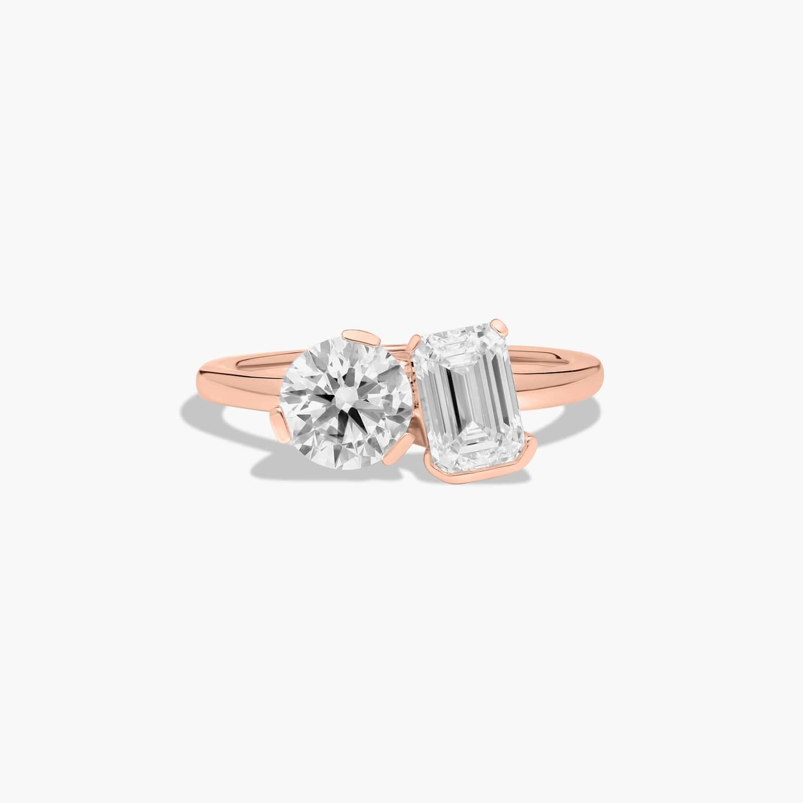 Toi et Moi Round And Emerald Cut Lab-Grown Diamond Ring In 14K Rose Gold By James Allen