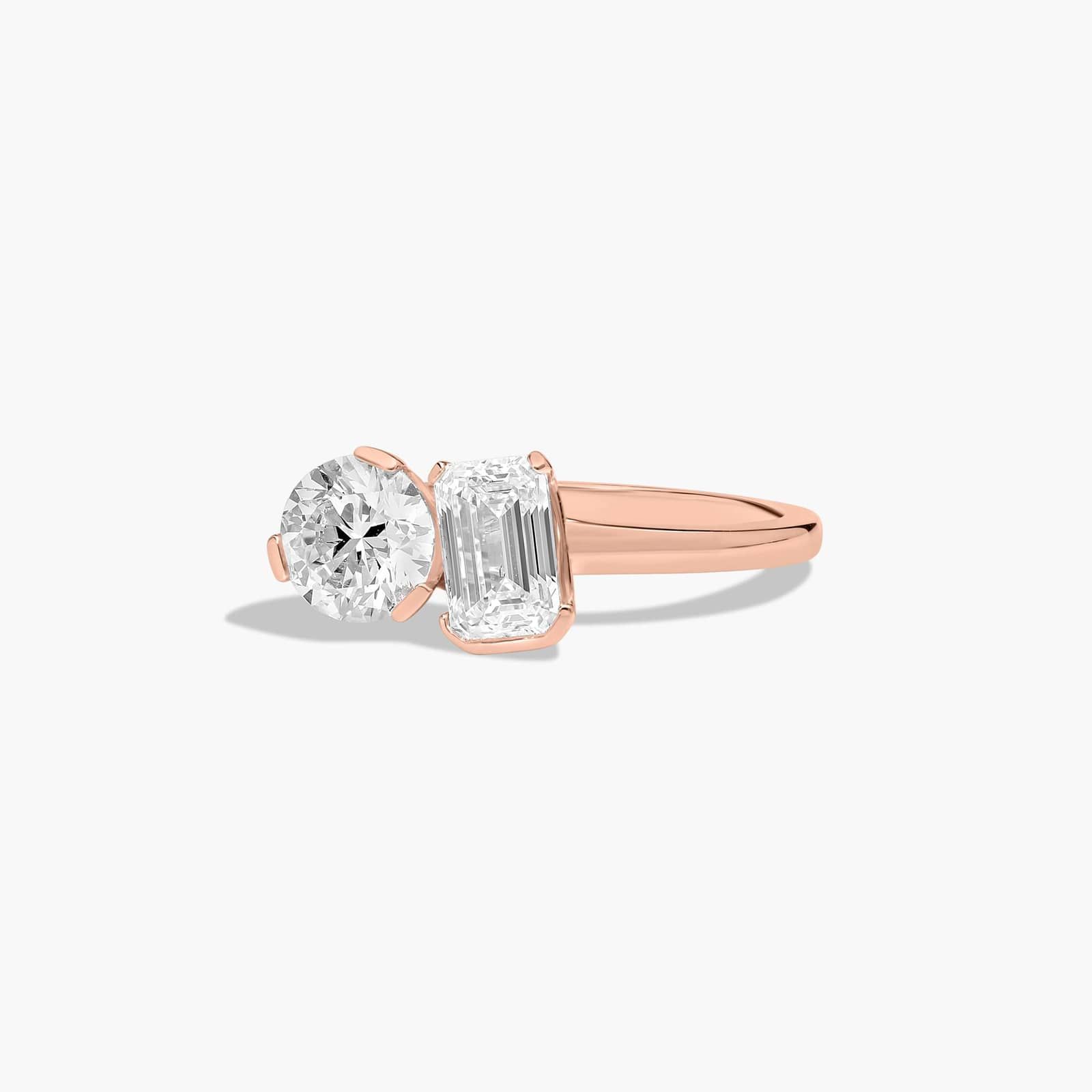 Toi et Moi Round And Emerald Cut Lab-Grown Diamond Ring In 14K Rose Gold By James Allen