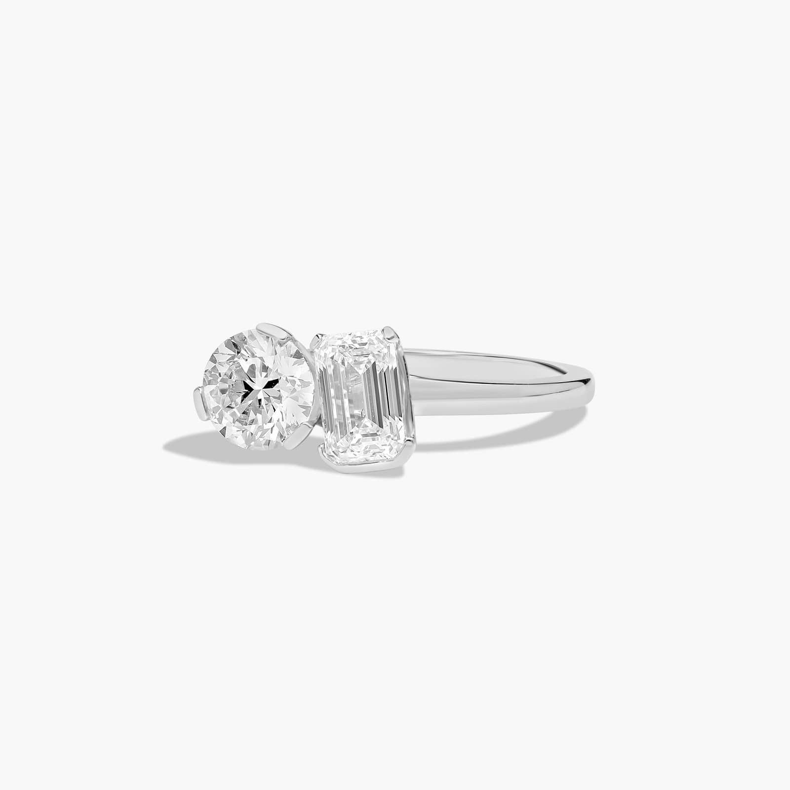 Toi et Moi Round And Emerald Cut Lab-Grown Diamond Ring In 14K White Gold By James Allen