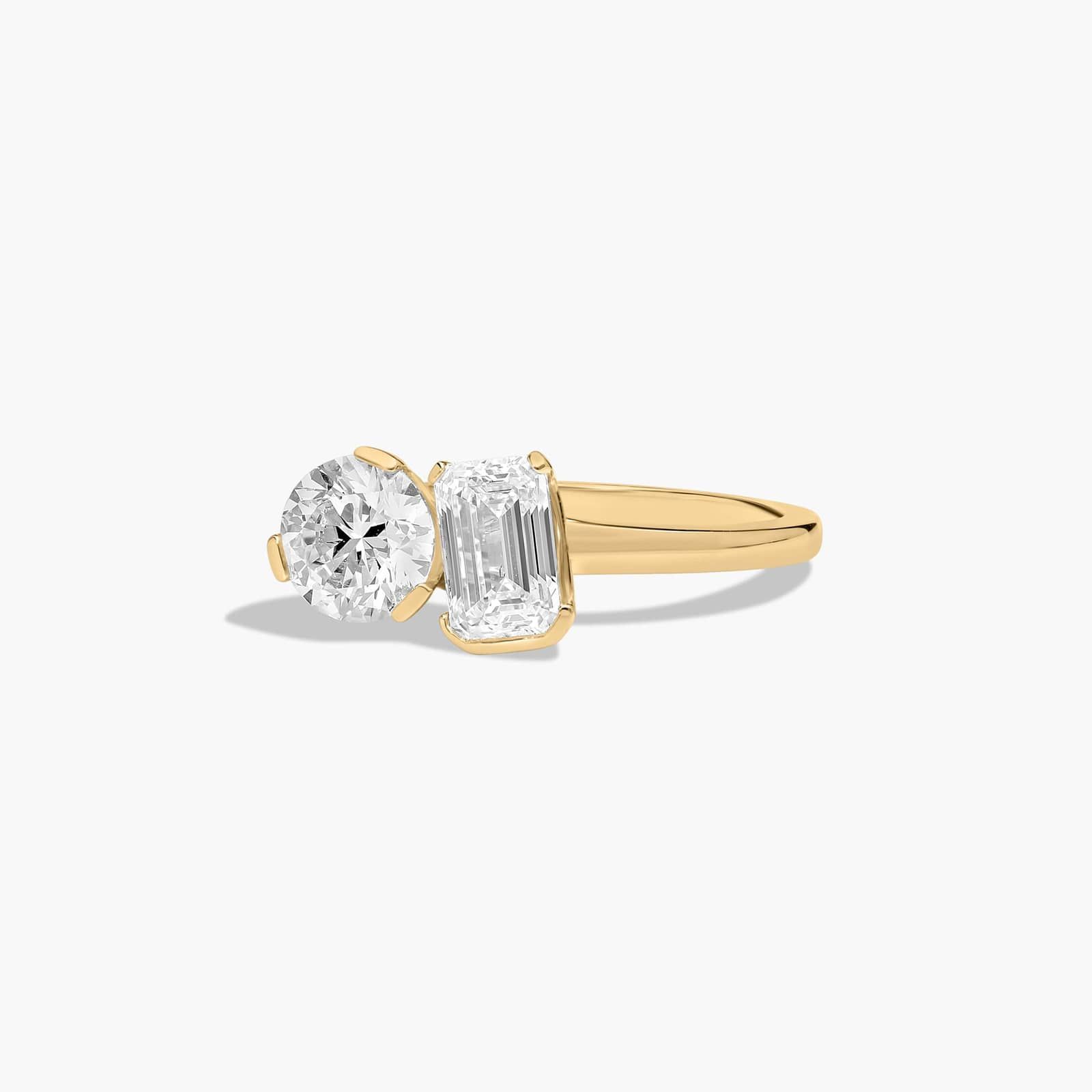Toi et Moi Round And Emerald Cut Lab-Grown Diamond Ring In 14K Yellow Gold By James Allen
