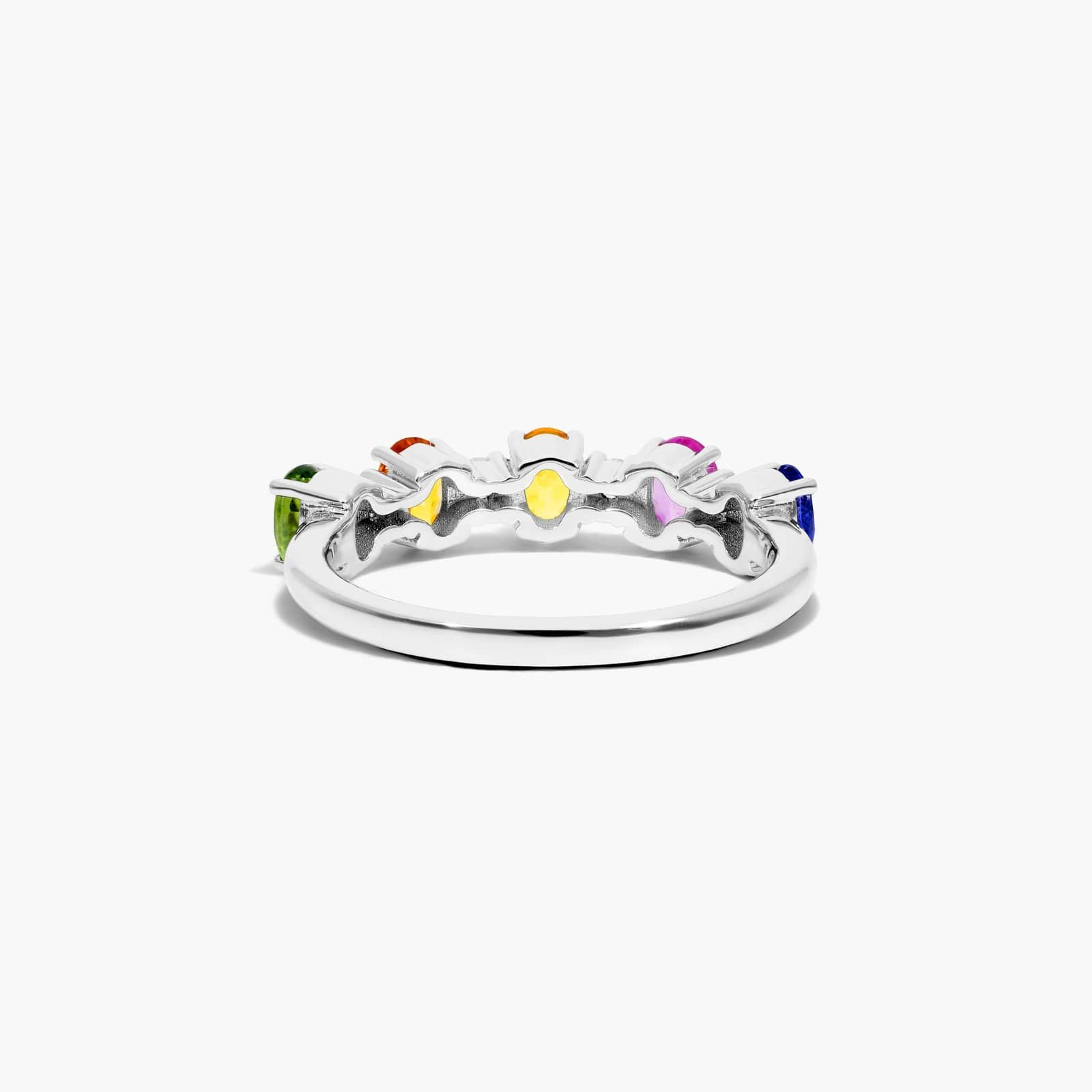 Oval Multi-Color Sapphire And Diamond Ring In 14K White Gold By James Allen