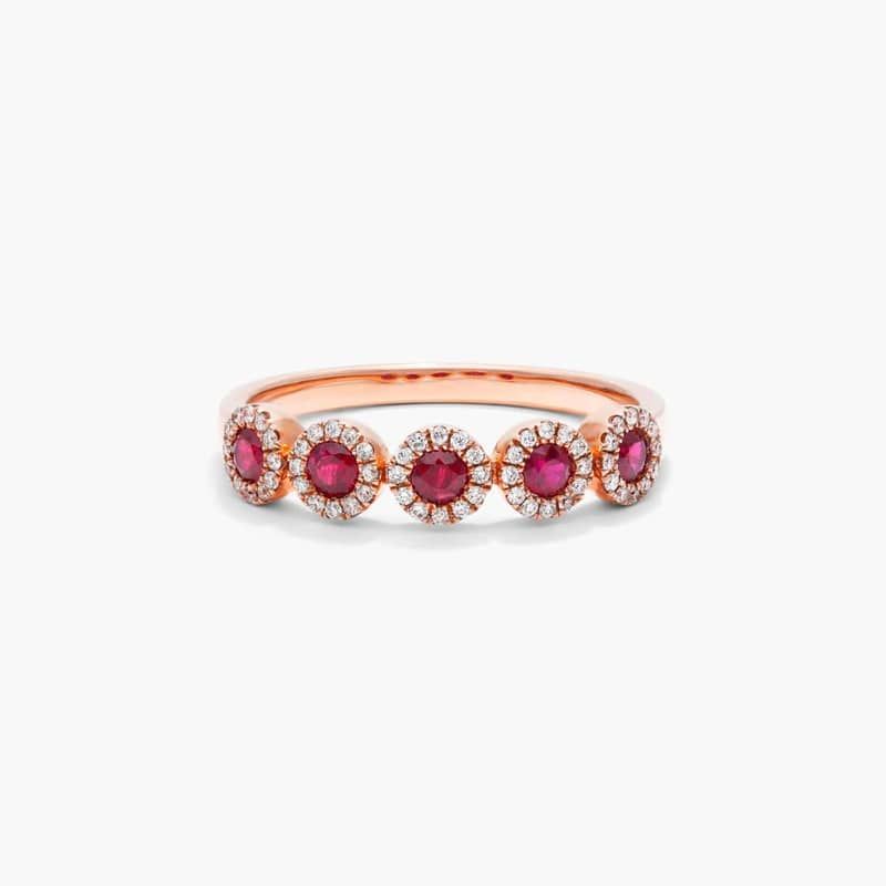 Five Stone Halo Ruby Ring In 14K Rose Gold By James Allen