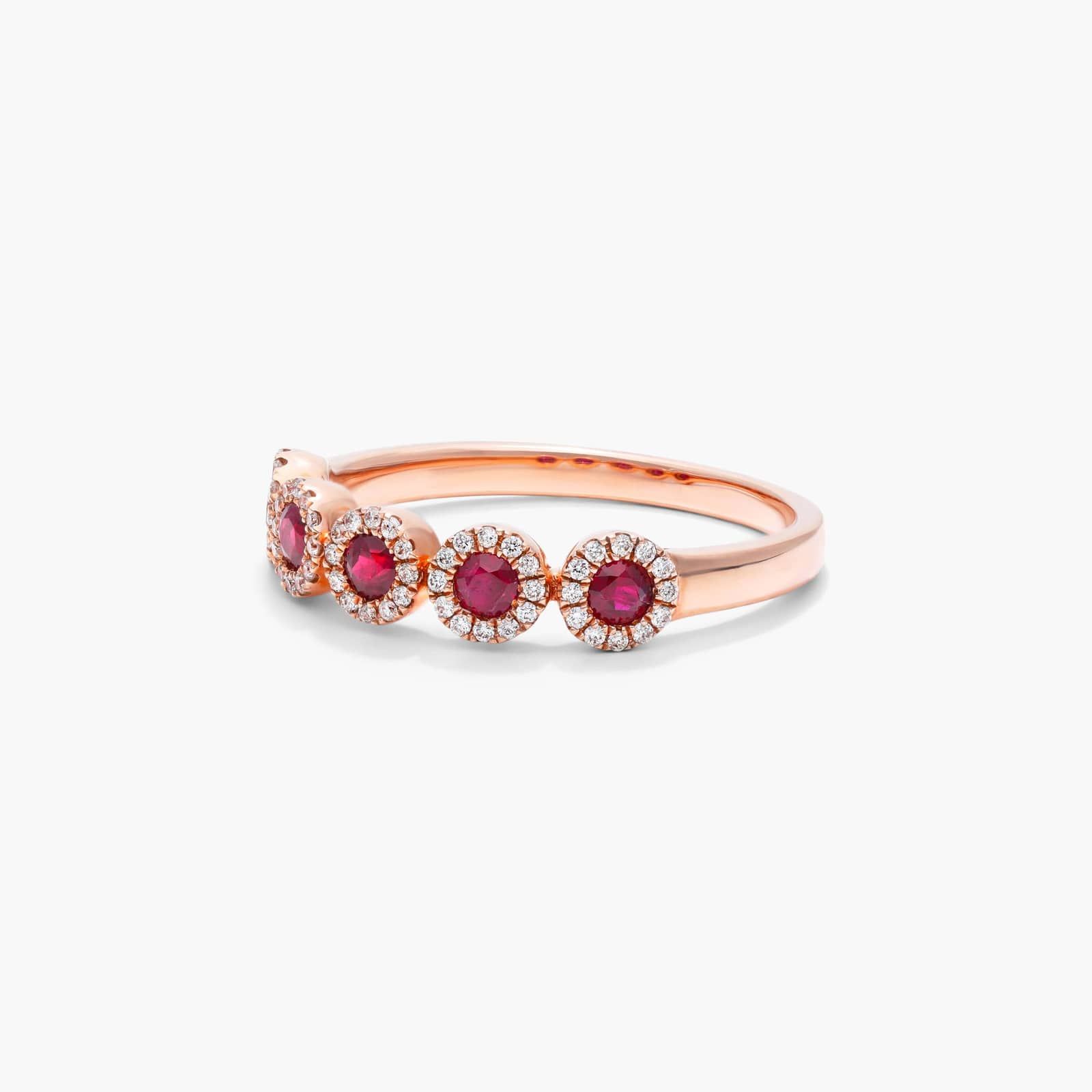 Five Stone Halo Ruby Ring In 14K Rose Gold By James Allen