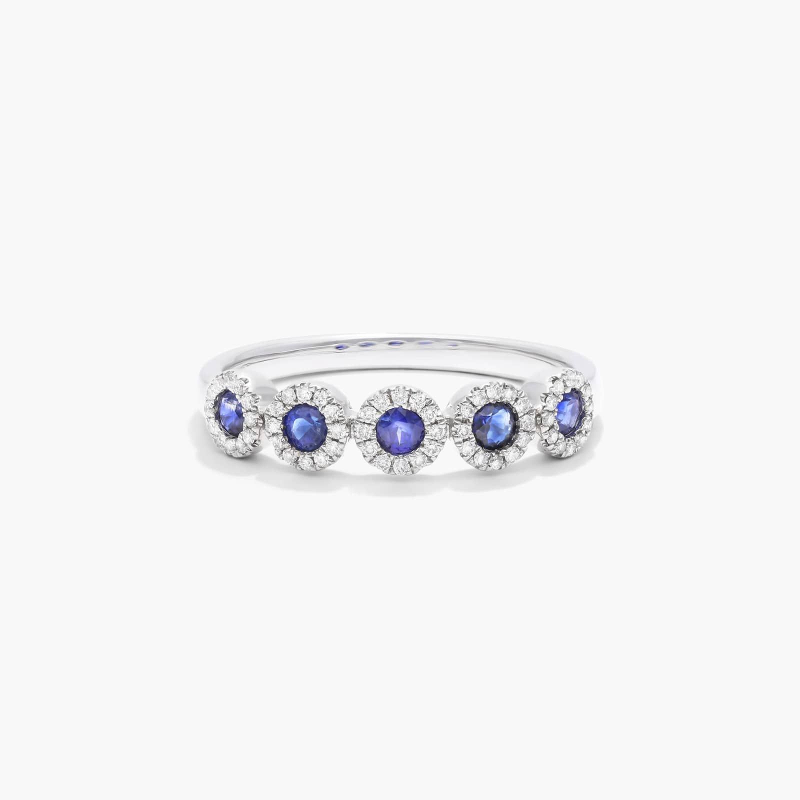 Five Stone Halo Sapphire Ring In 14K White Gold By James Allen