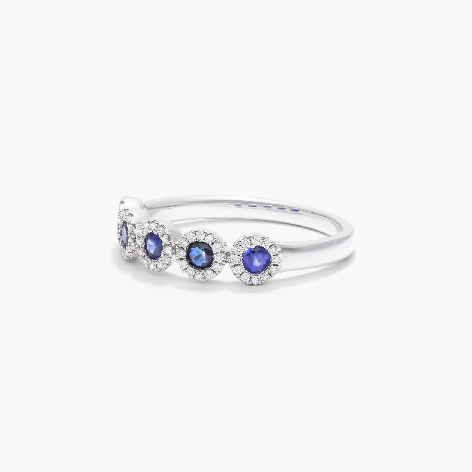 Five Stone Halo Sapphire Ring In 14K White Gold By James Allen