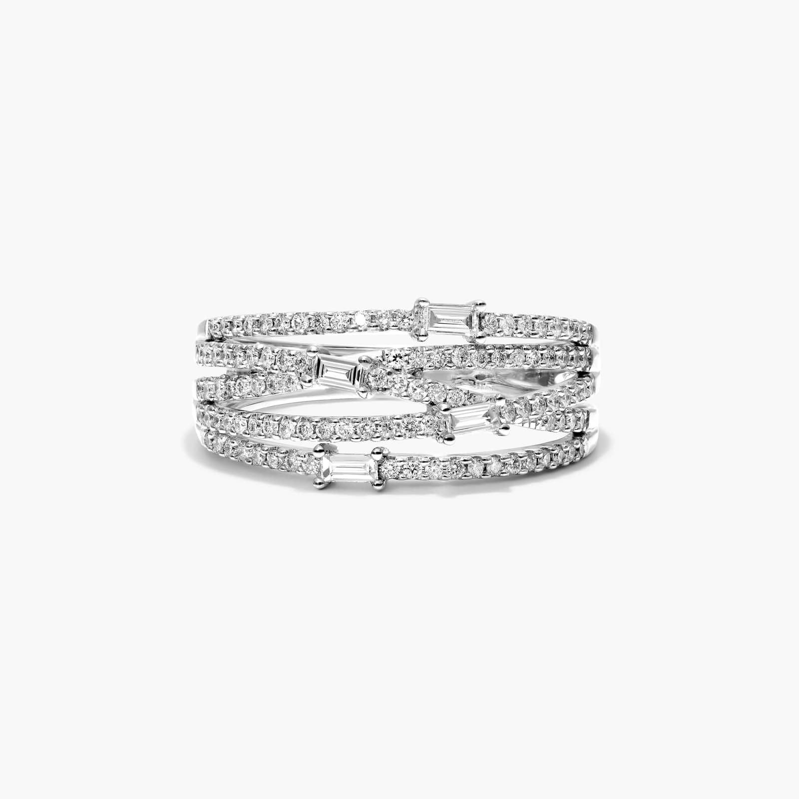 Mixed Diamond Stream Ring In 14K White Gold By James Allen