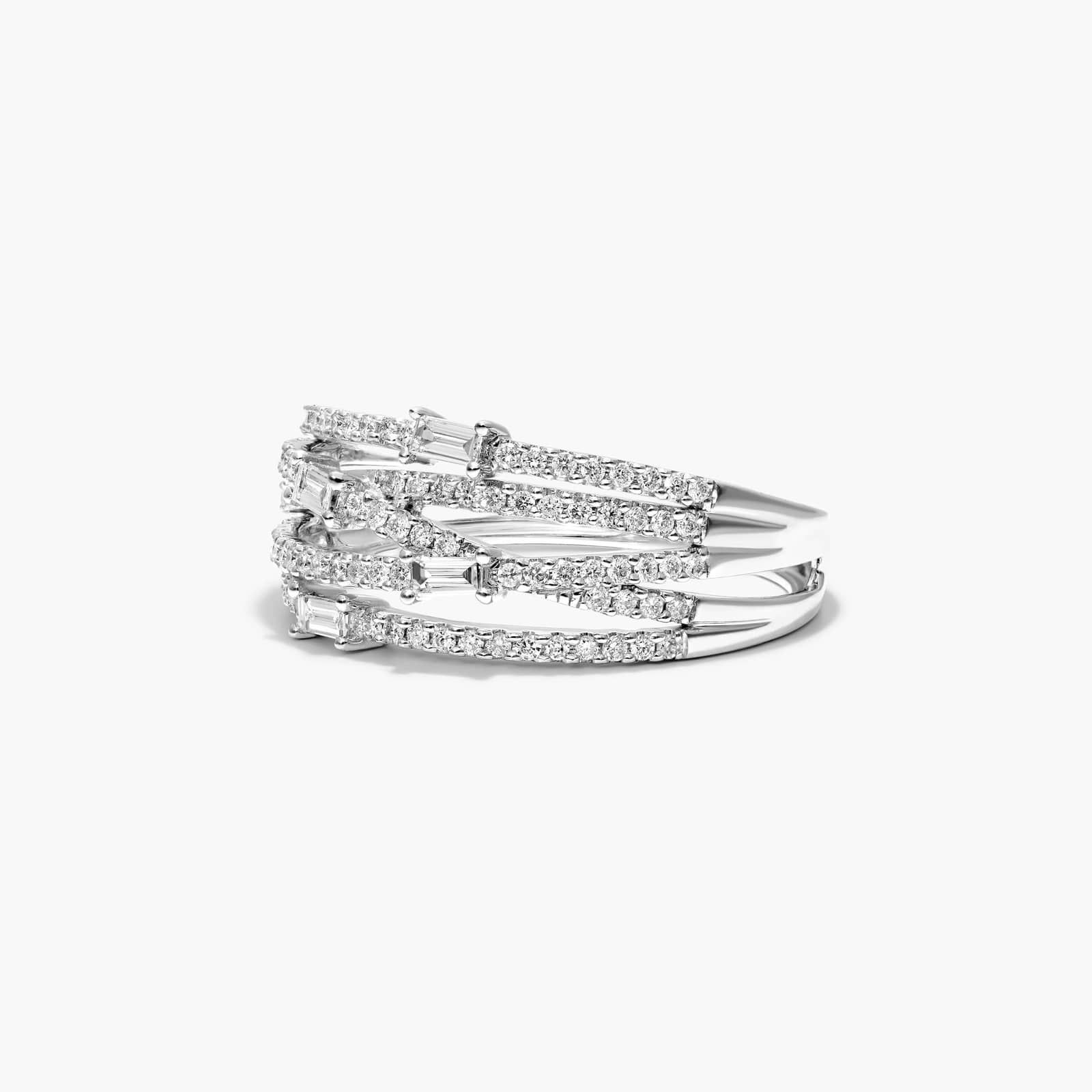 Mixed Diamond Stream Ring In 14K White Gold By James Allen