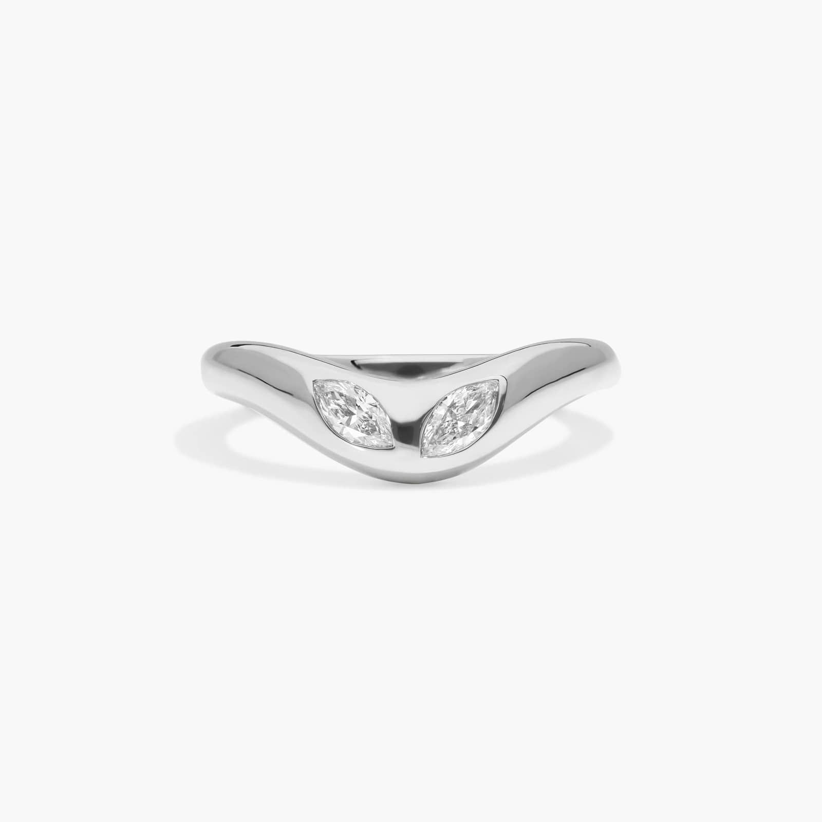 Curved Dome Two Stone Ring With 0.20 CTW Marquise Cut Lab-Grown Diamonds In 14K White Gold By James Allen