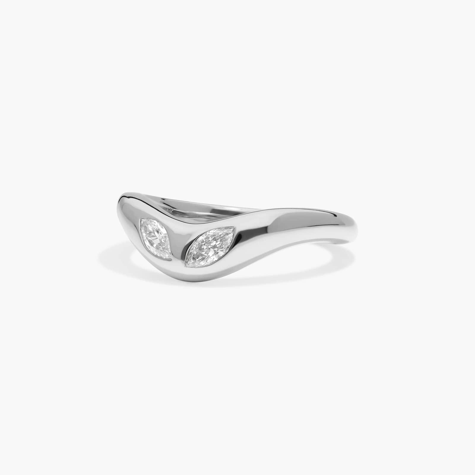 Curved Dome Two Stone Ring With 0.20 CTW Marquise Cut Lab-Grown Diamonds In 14K White Gold By James Allen