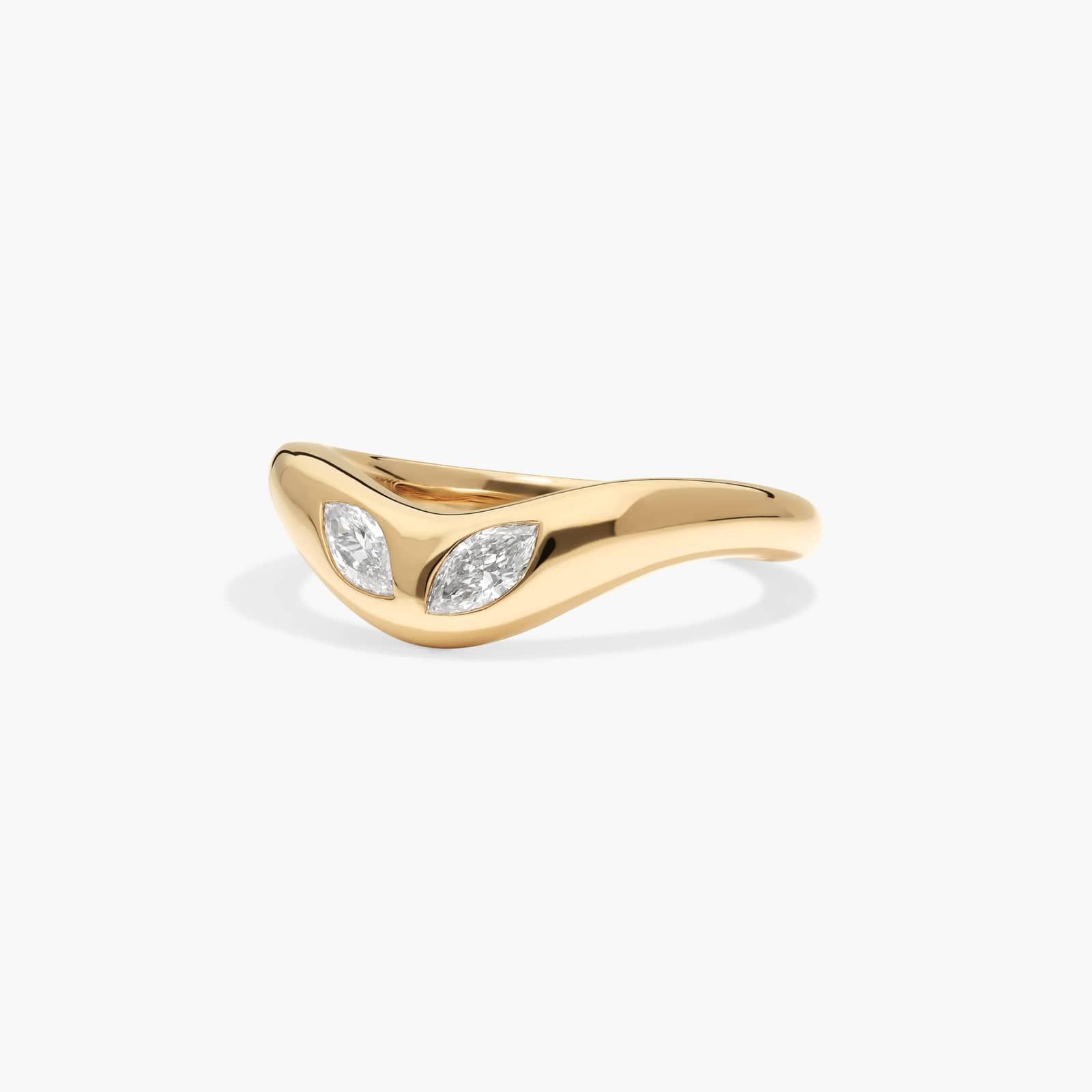 Curved Dome Two Stone Ring With 0.20 CTW Marquise Cut Lab-Grown Diamonds In 14K Yellow Gold By James Allen
