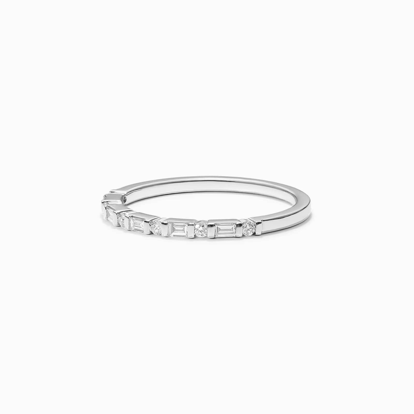 Bar Setting Alternating Round And Baguette Cut Diamond Ring In 14K White Gold By James Allen