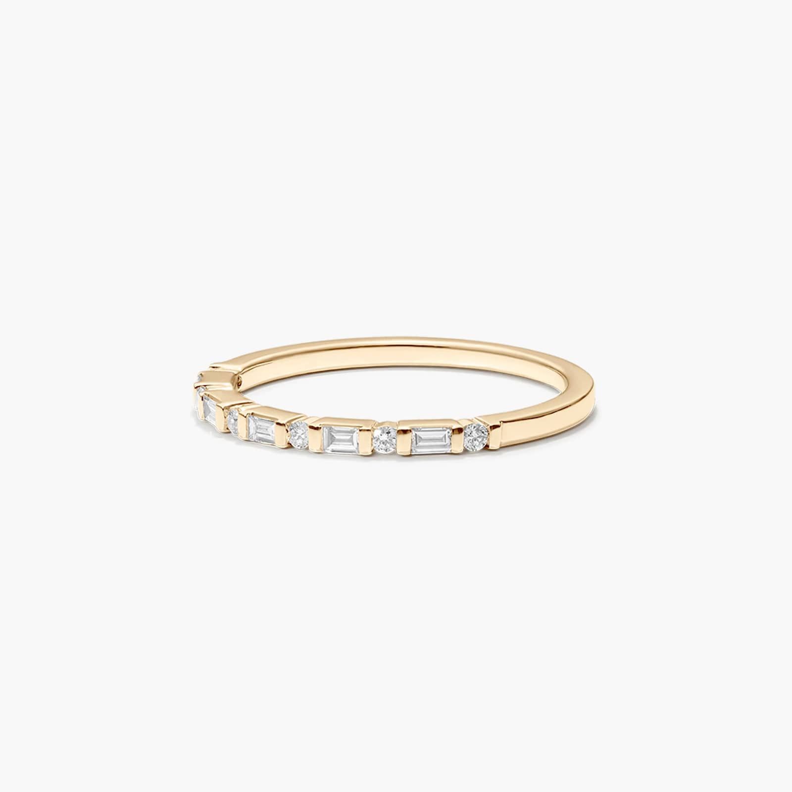 Bar Setting Alternating Round And Baguette Cut Diamond Ring In 14K Yellow Gold By James Allen