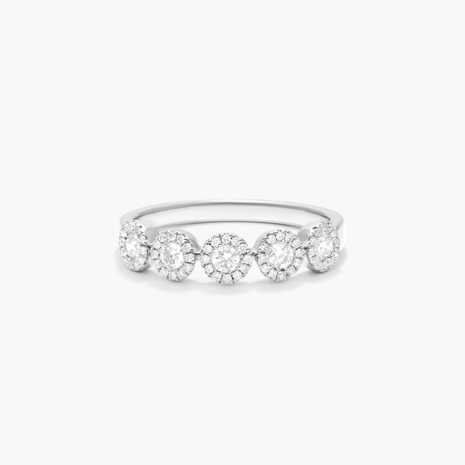 Five Stone Halo Diamond Ring In 14K White Gold By James Allen