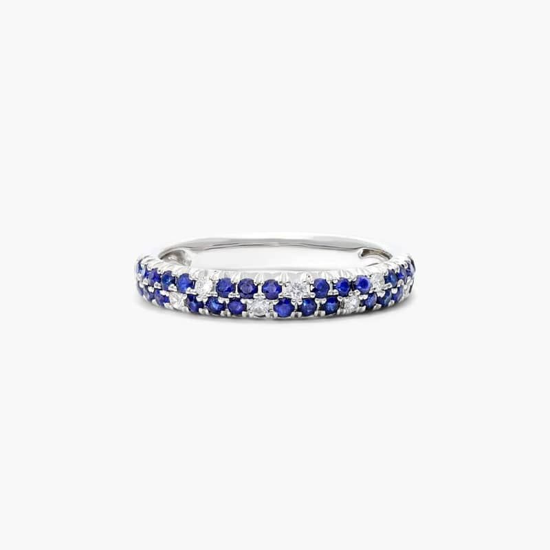 Double Row Pavé Sapphire And Diamond Ring In 14K White Gold By James Allen