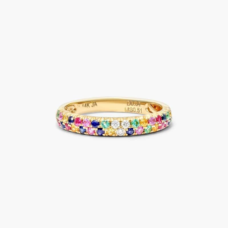 Double Row Pavé Multicolor Ring In 14K Yellow Gold By James Allen